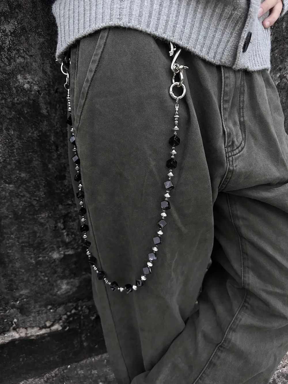 Jewelry Gothic Black Stone Pants Chain Waist Size ONE SIZE - 1 Thumbnail