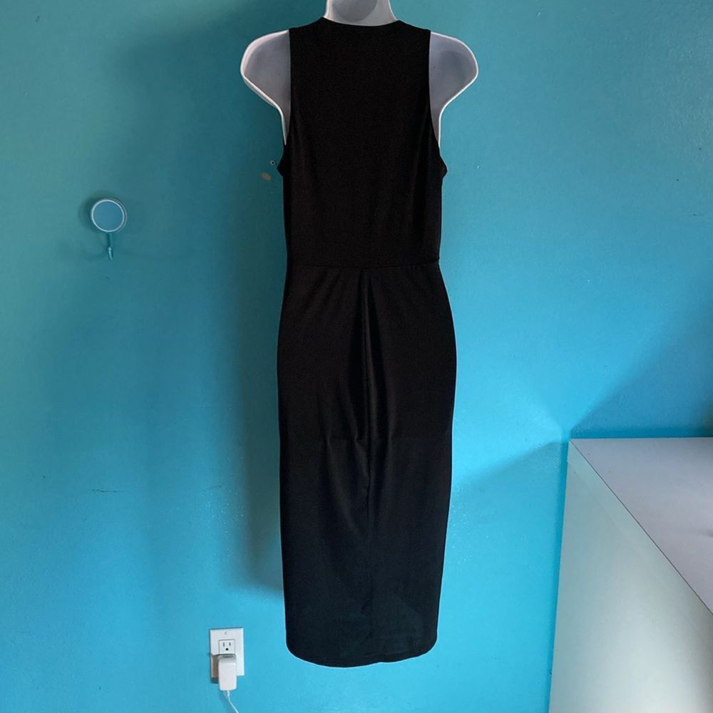 Mek Denim Blessed are the Meek Black Mya Dress Size 2 Sheer V-Neck Slim Sheath Size XS / US 0-2 / IT 36-38 - 4 Thumbnail