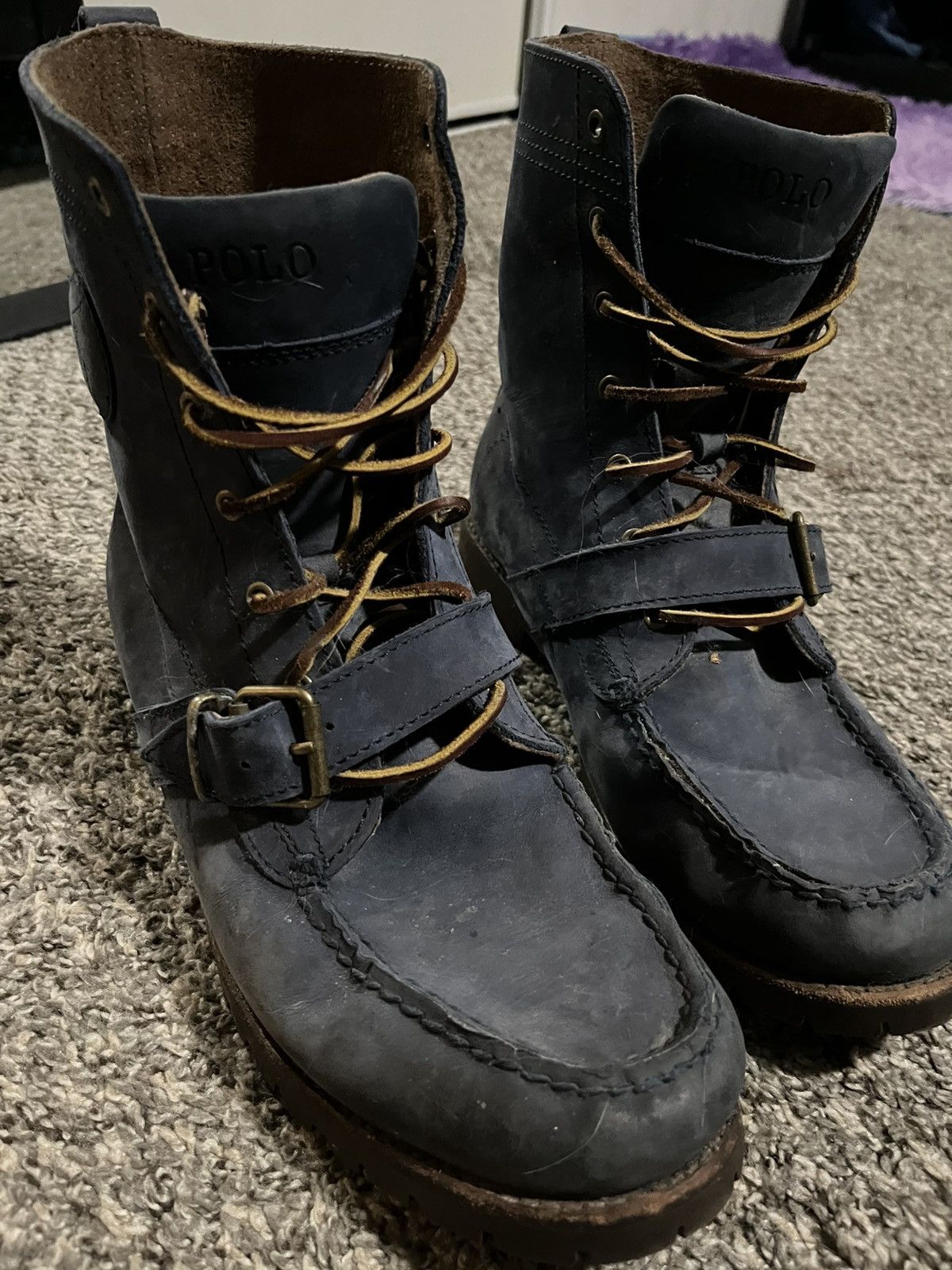 Polo Ralph Lauren Polo Ralph Lauren Tall Blue Leather Boots Size US 9.5 / EU 42-43 - 1 Thumbnail
