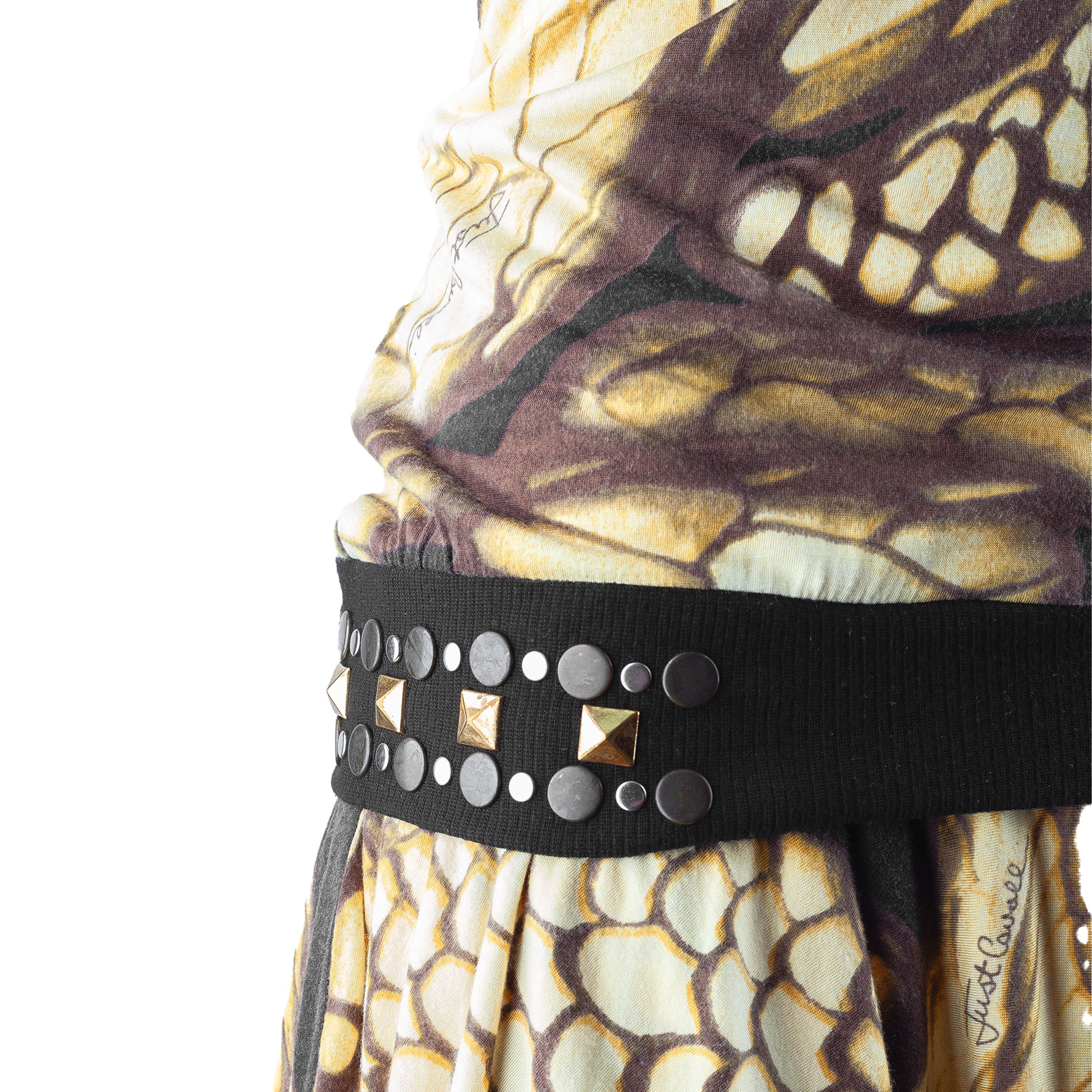 Just Cavalli Just Cavalli Yellow Snake Vintage Dress (L) Size L / US 10 / IT 46 - 4 Thumbnail