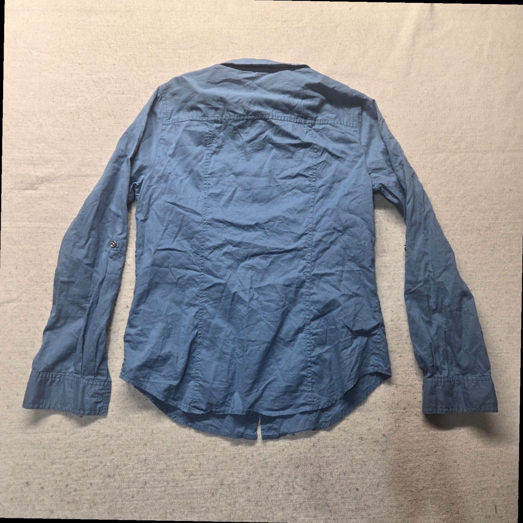 Michael Kors Michael Kors Women's Blue Button Up Long Sleeve Cotton Blend Shirt Small Size S / US 4 / IT 40 - 8 Thumbnail