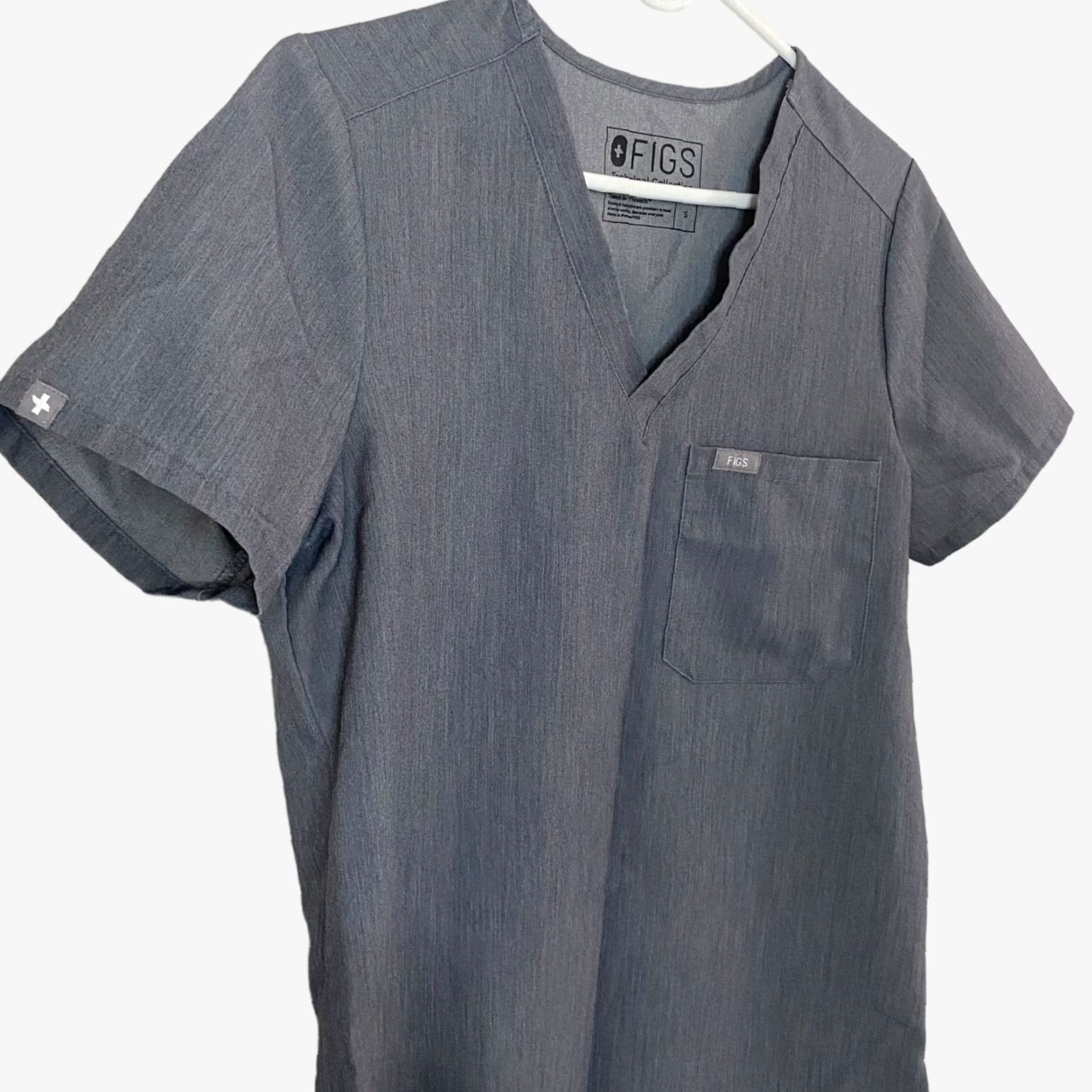 Vintage FIGS Caterina One-Pocket Scrub Top Women's Small Gray Stretch Short Sleeve Size S / US 4 / IT 40 - 4 Thumbnail