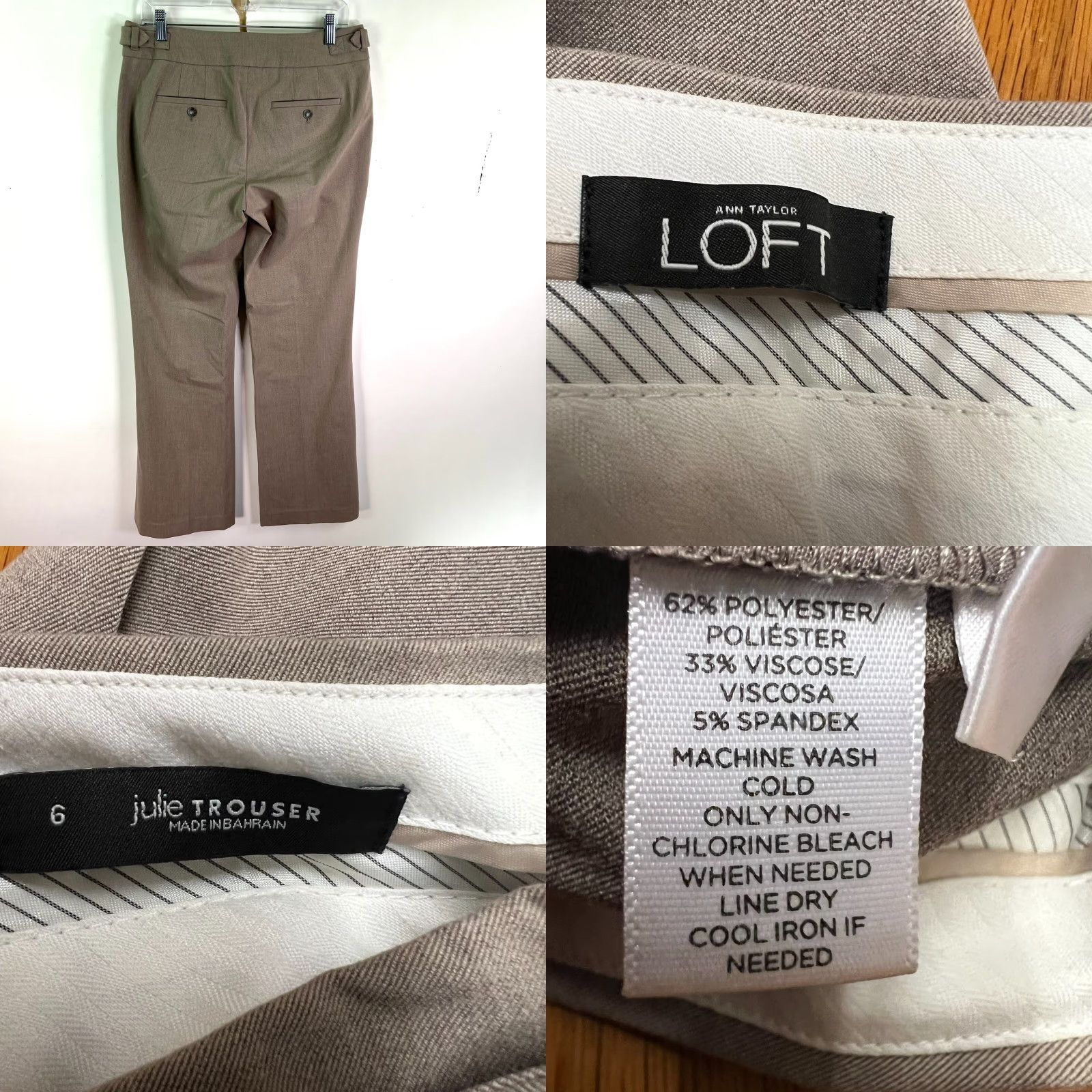 Ann Taylor Ann Taylor Loft Julie Trouser Pants Womens Size 6 Beige 32X33 Stretch Wide Leg 90s City Preppy Size 28" / US 6 / IT 42 - 8 Thumbnail