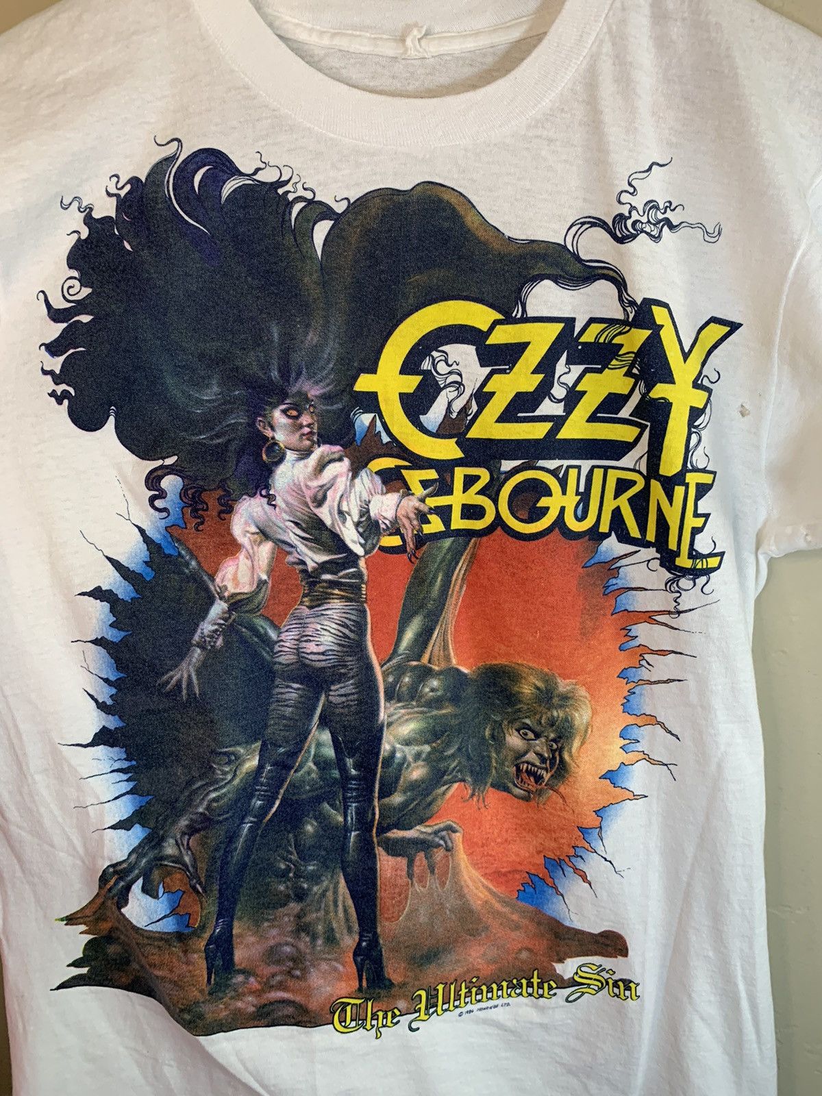 Band Tees × Ozzy Osbourne × Vintage RARE Vintage 1986 Ozzy Osbourne Ultimate Sin Tour Band Shirt Size US M / EU 48-50 / 2 - 3 Thumbnail