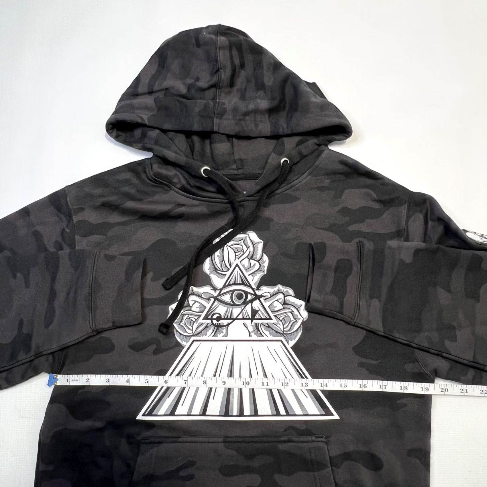 YoungLA YoungLA Hoodie Mens S Black Camouflage Pullover Illuminati Eye Roses Graphic Streetwear Size US S / EU 44-46 / 1 - 6 Thumbnail
