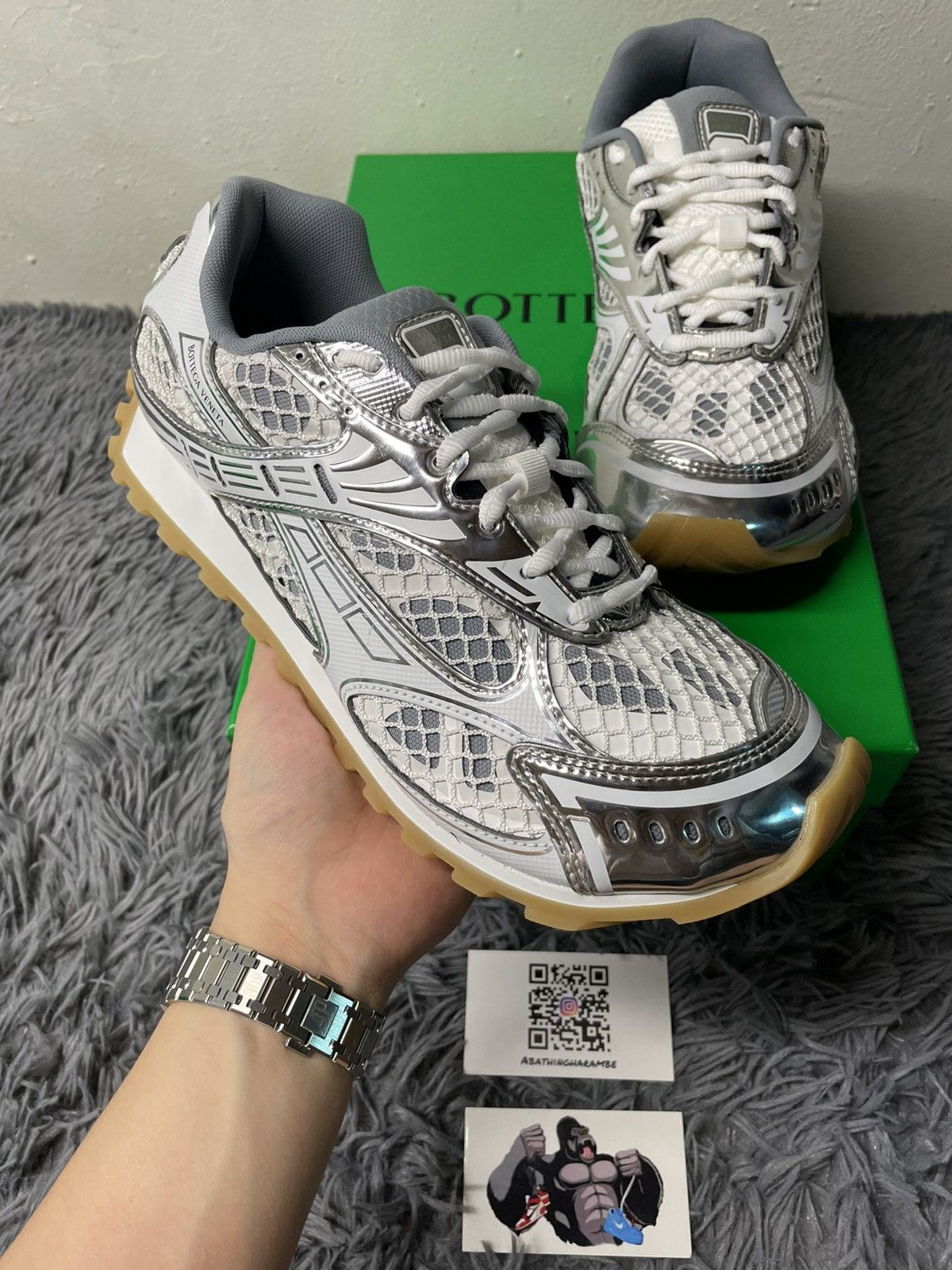 Bottega Veneta Bottega Veneta Orbit Sneaker Sliver/White Size US 10 / EU 43 - 3 Thumbnail