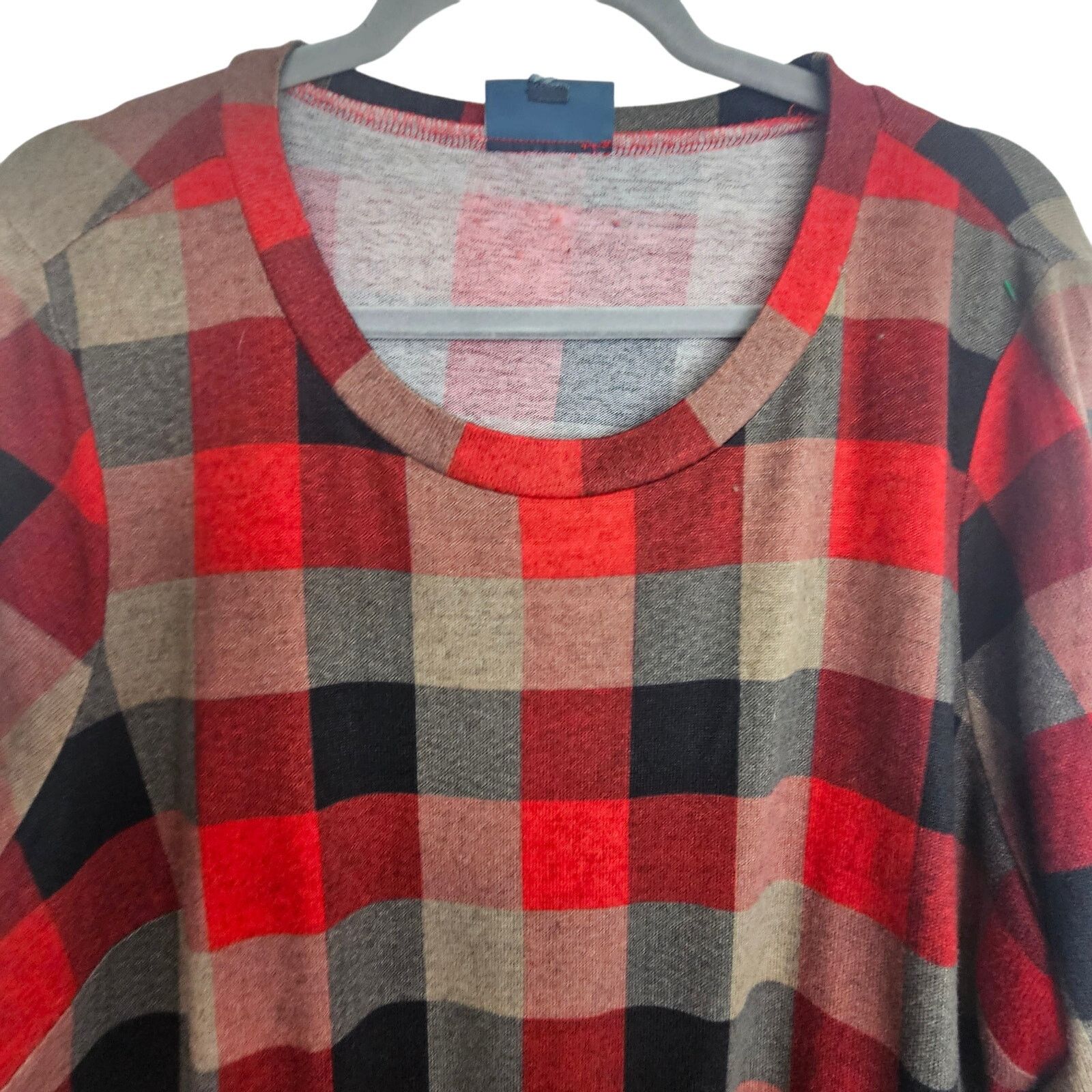 Phoenix Clothing Modcloth Dress Women Plus Size 2X? Red Check Knit Shift Size XXL / US 16-18 / IT 52-54 - 2 Thumbnail