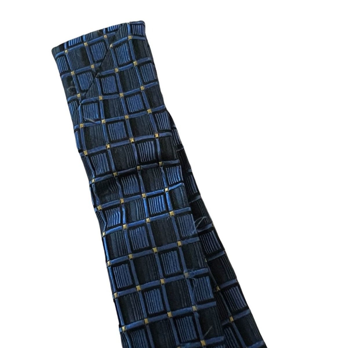 Croft & Barrow Croft & Barrow Blue Navy Yellow Square Windowpane Silk Tie Size ONE SIZE - 5 Thumbnail