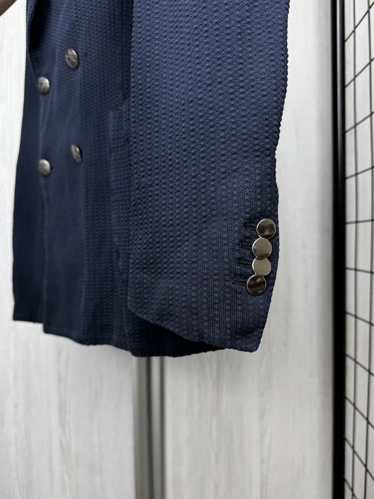 Lardini Lardini Double Breasted Knitted Cotton Blazer Navy Size 38R - 7 Thumbnail