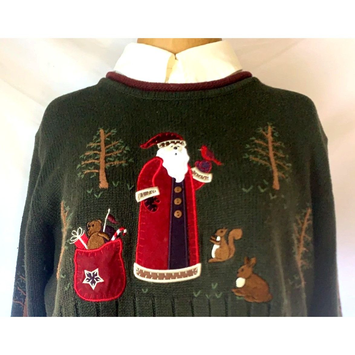 Vintage Vintage Christopher & Banks Hand-Knit Sweater With Santa & W Size S / US 4 / IT 40 - 3 Thumbnail