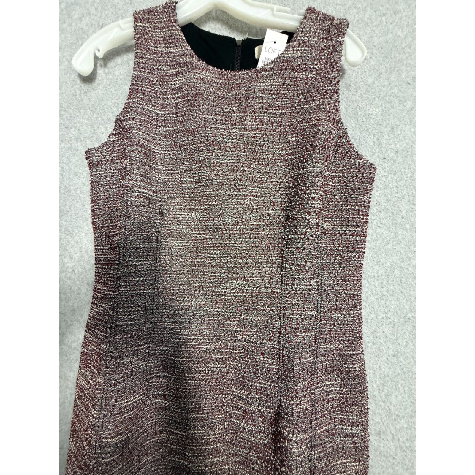 Loft LOFT Red Tweed Sleeveless Sheath Dress 6 Womens Exposed Zip Office Career Size M / US 6-8 / IT 42-44 - 7 Thumbnail