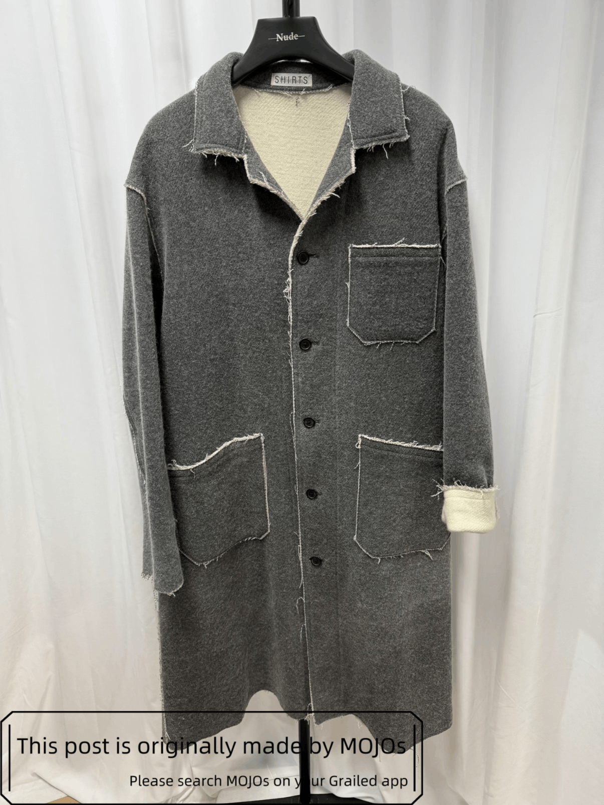 Yohji Yamamoto Yohji Yamamoto Distressed Edge Wool Coat mojos184616 Size US L / EU 52-54 / 3 - 1 Thumbnail