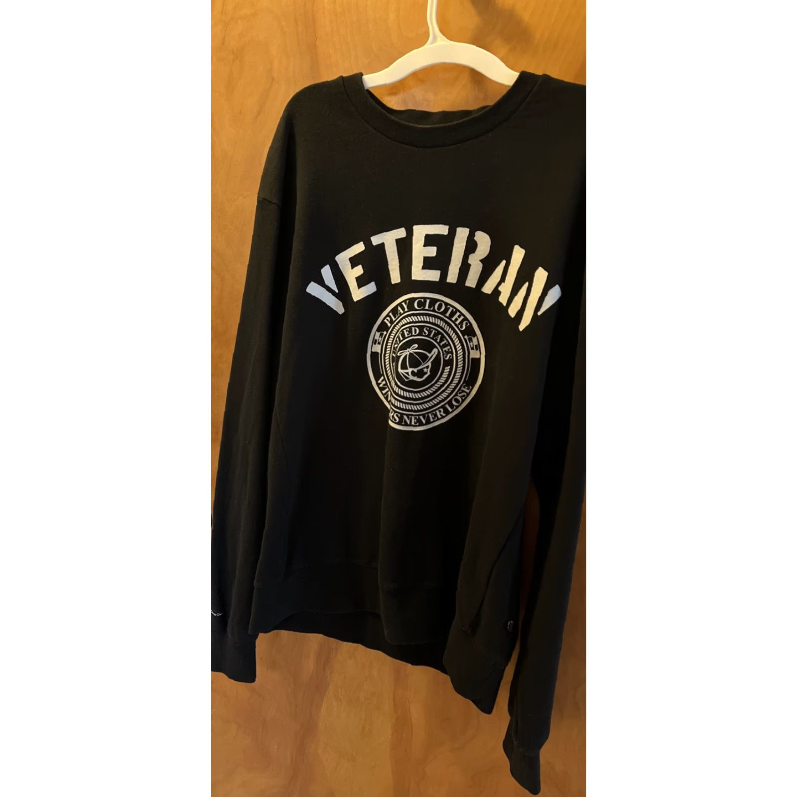 Vintage Play Cloths Mens Long Sleeve Crewneck Sweatshirt, Black, Large, USA Streetwear, Graphic Print, Fall Winter 2010s Size US L / EU 52-54 / 3 - 5 Thumbnail