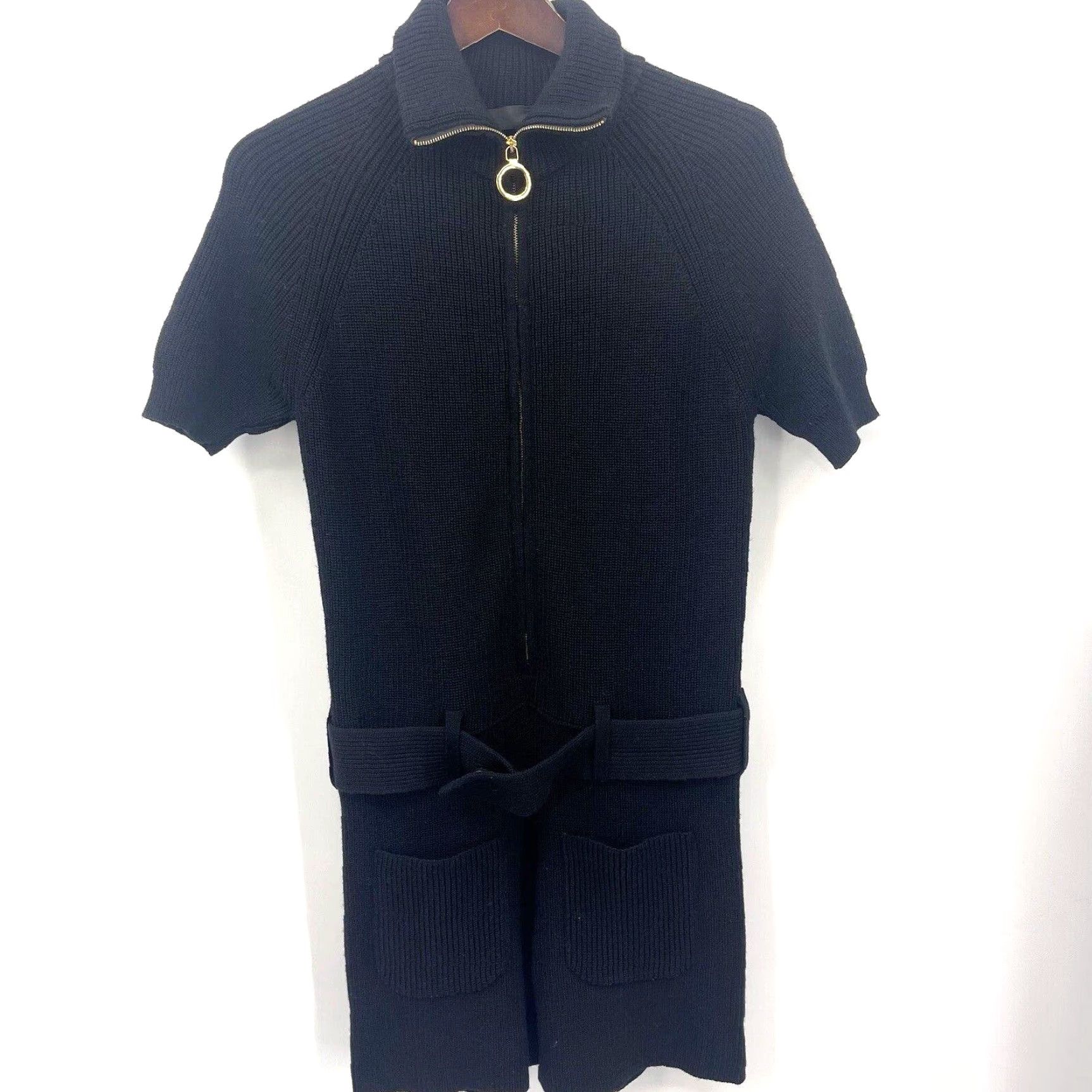 Moschino LOVE MOSCHINO Romper Women 4 Knit Black Zipper Front Belted Short Sleeve One-Piece Casual Dressy Size 27" / US 4 / IT 40 - 2 Thumbnail