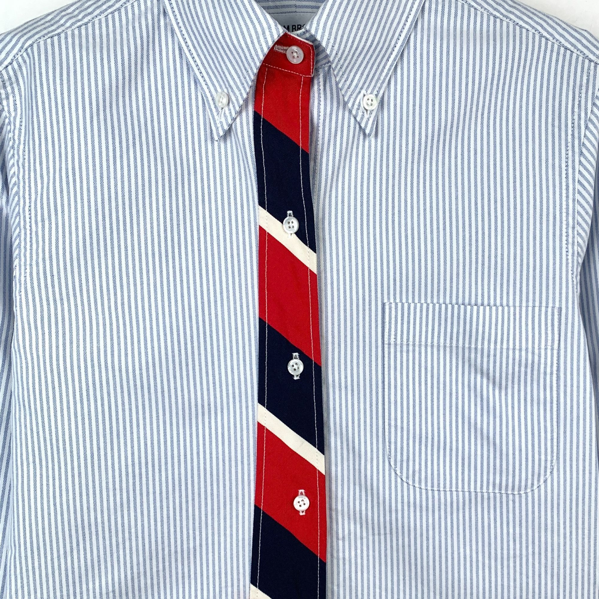 Thom Browne Thom Browne Cotton Long-Sleeve Shirt with Blue and White Str Size S / US 4 / IT 40 - 11 Thumbnail
