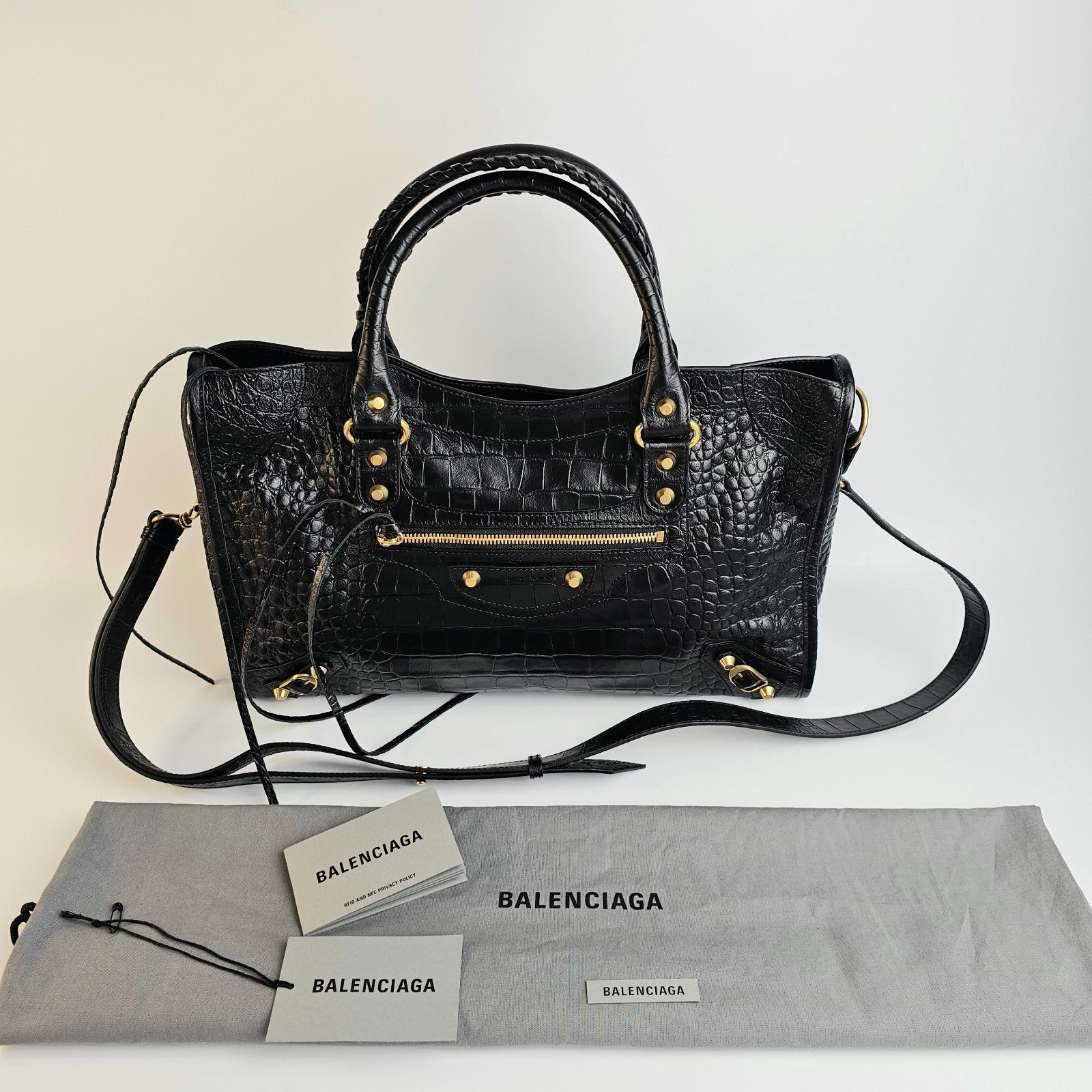 Balenciaga BALENCIAGA Giant City Hand Bag Leather 2way Black 