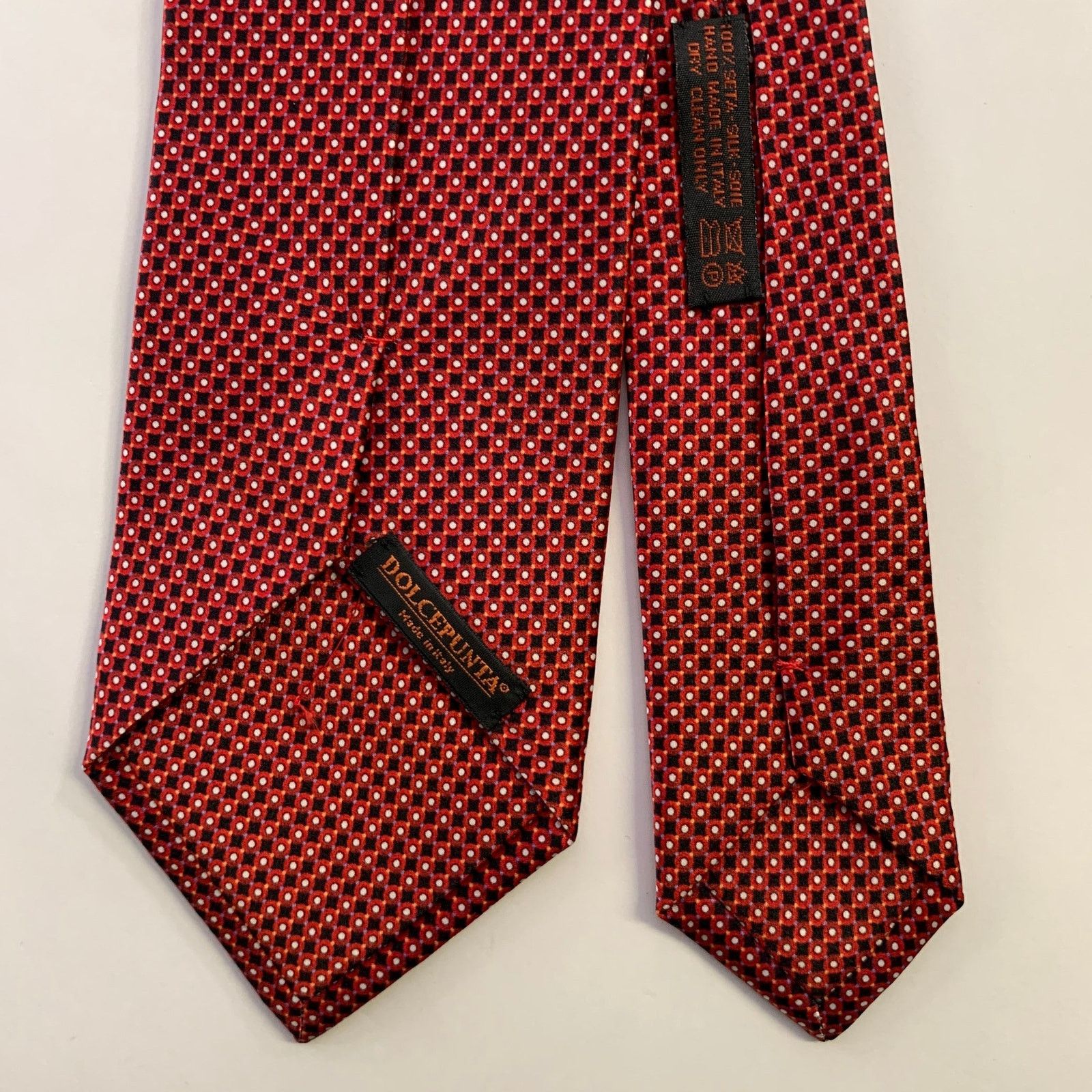 Dolcepunta DOLCEPUNTA Red Black Polka Dot Foulard Silk Tie Size ONE SIZE - 2 Thumbnail