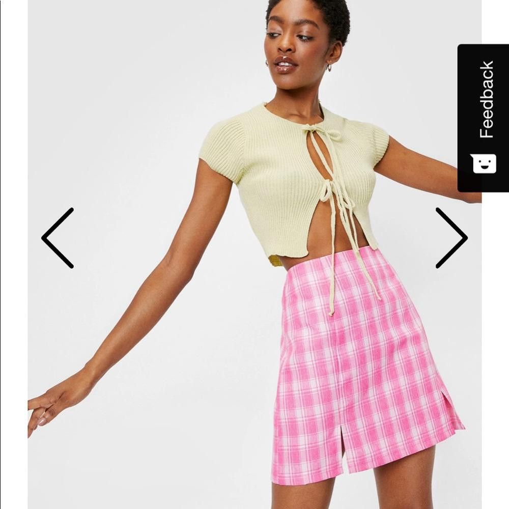 Designer Nasty Gal Pink High Waisted Plaid Slit Mini Skirt Size 27" / US 4 / IT 40 - 2 Thumbnail