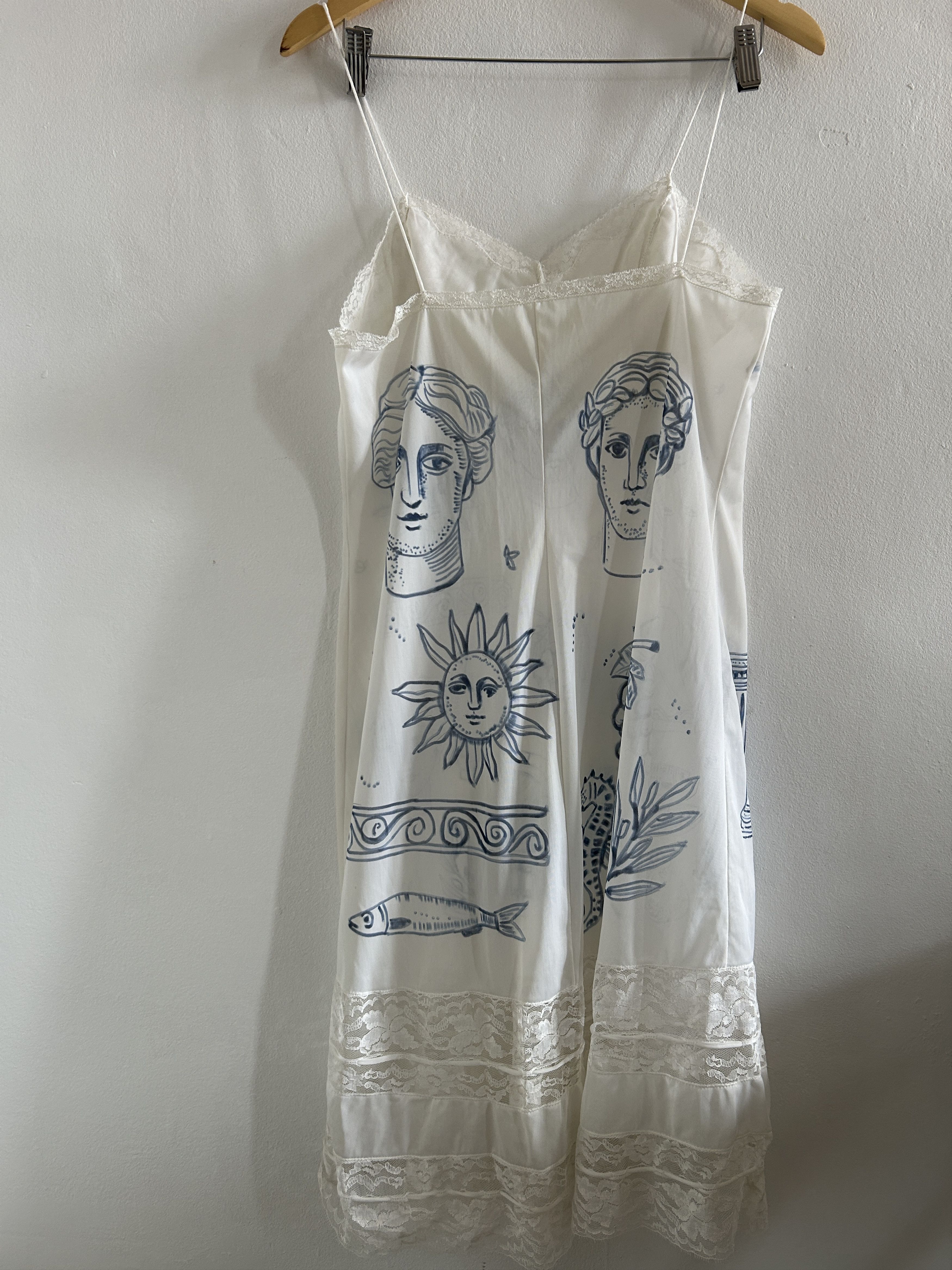 Custommade Vintage Hand-Painted Greek Slip Dress Size M / US 6-8 / IT 42-44 - 9 Thumbnail