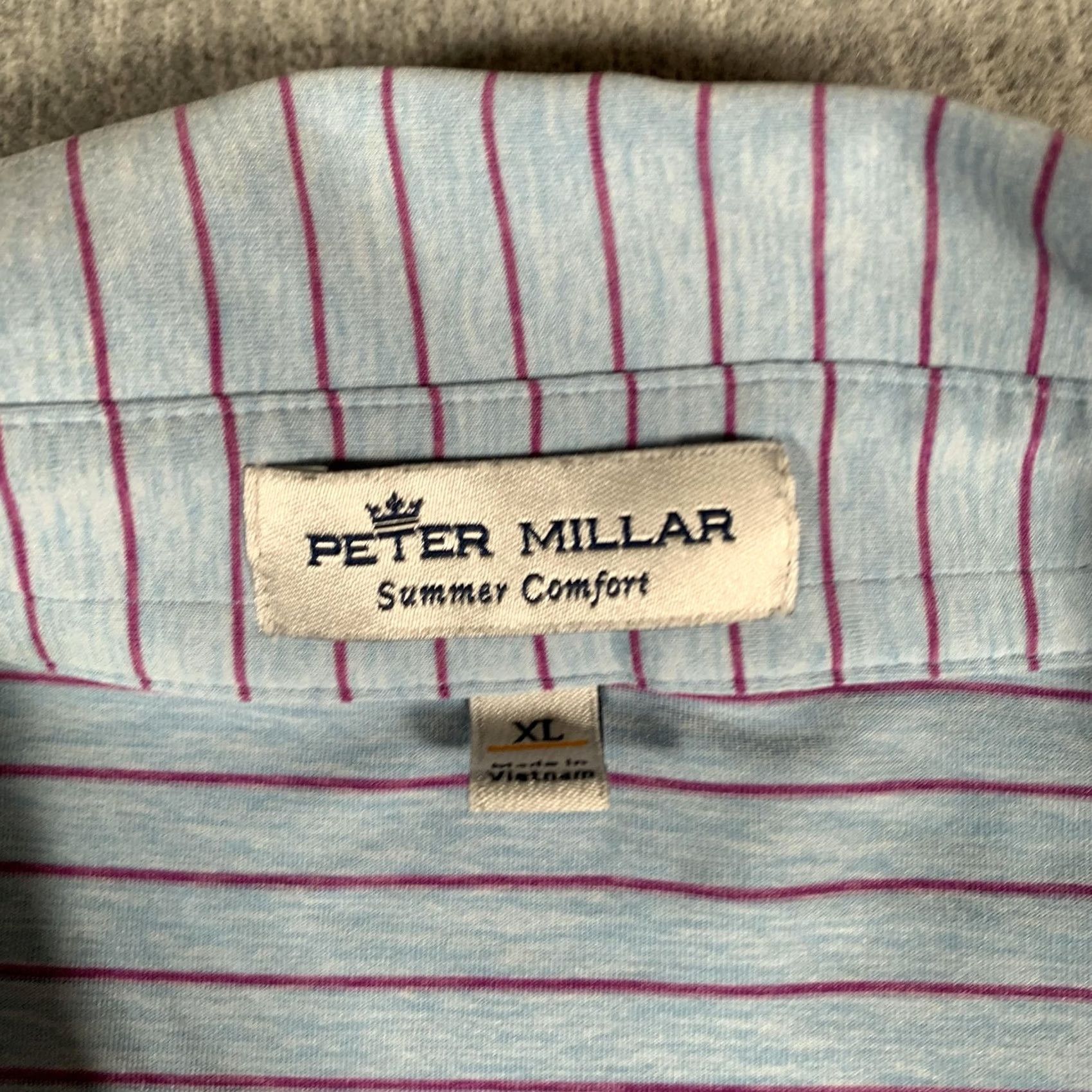 Peter Millar Peter Millar Polo Shirt Mens XL Blue Pink Stripe Summer Comfort Golf Top Size US XL / EU 56 / 4 - 6 Thumbnail