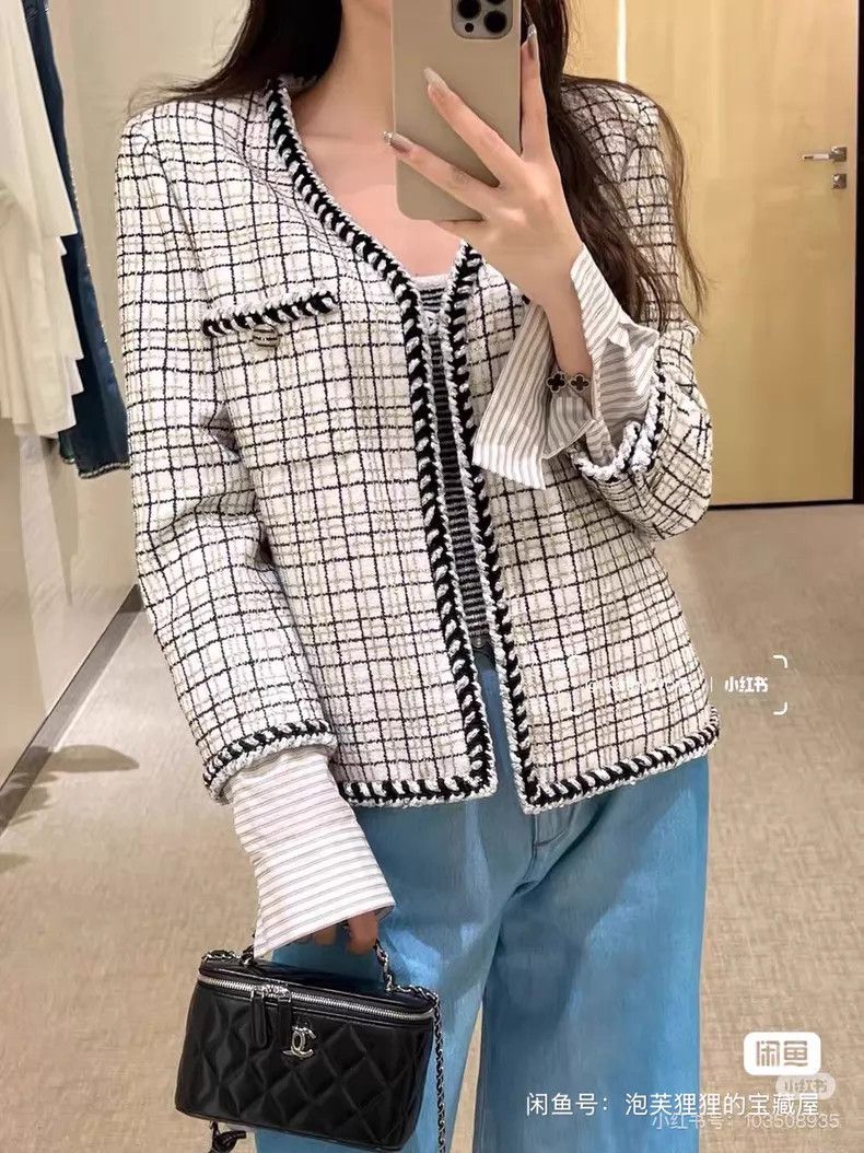 Chanel Chanel Black and white plaid cuff fake two-piece long-slee Size XS / US 0-2 / IT 36-38 - 2 Thumbnail