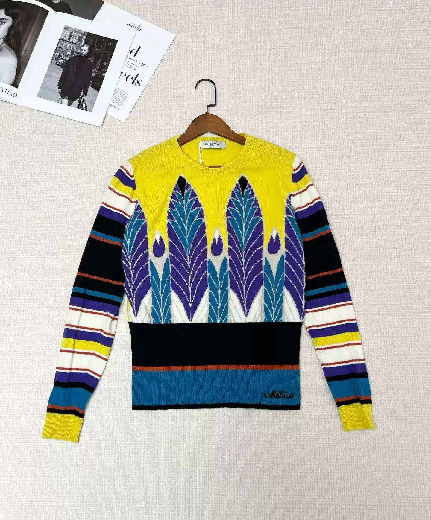 Valentino Valentino Intarsia Logo Wool Long Sleeve Top L Size L / US 10 / IT 46 - 3 Thumbnail