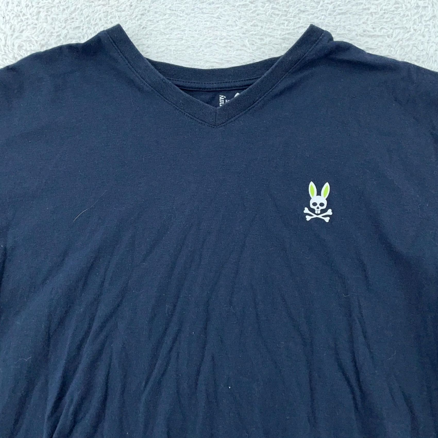 Psycho Bunny Psycho Bunny Shirt CROP FIT Small Navy V-Neck Short Sleeve Skull Bunny Logo Tee Mens Navy Small Tee Size US S / EU 44-46 / 1 - 2 Thumbnail