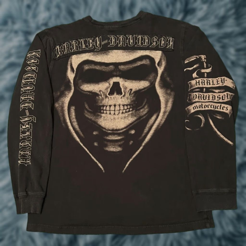Harley Davidson VINTAGE Harley-Davidson Long Sleeve Shirt Men's S Black 90s Y2K Biker Skull Logo Grunge Punk Rock Hip Hop Skater Tattoo Spider Web Size US S / EU 44-46 / 1 - 1 Thumbnail