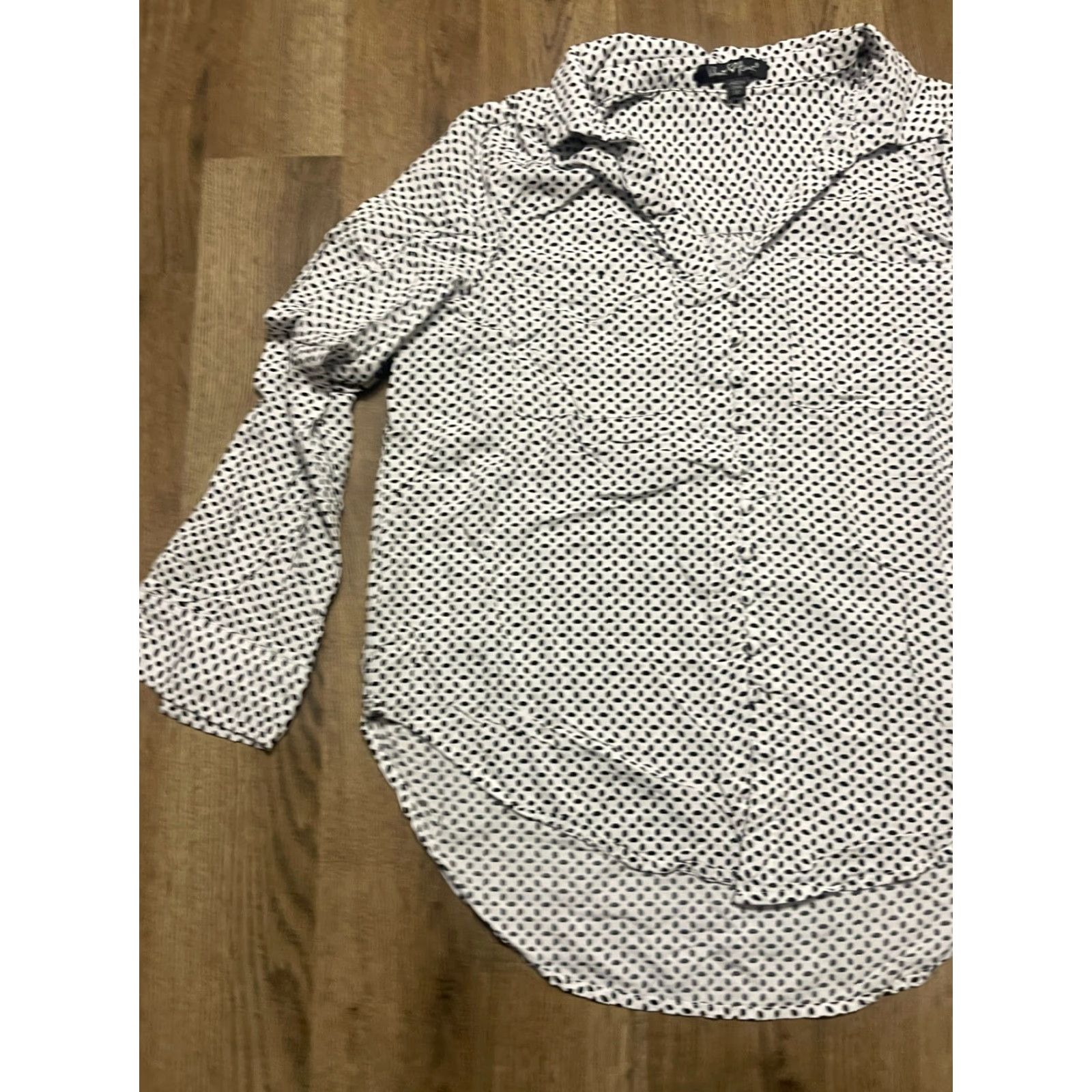 Velvet Velvet Heart Shirt Womens Medium Black White Polka Dots Long Sleeve Button Up"} Size M / US 6-8 / IT 42-44 - 3 Thumbnail