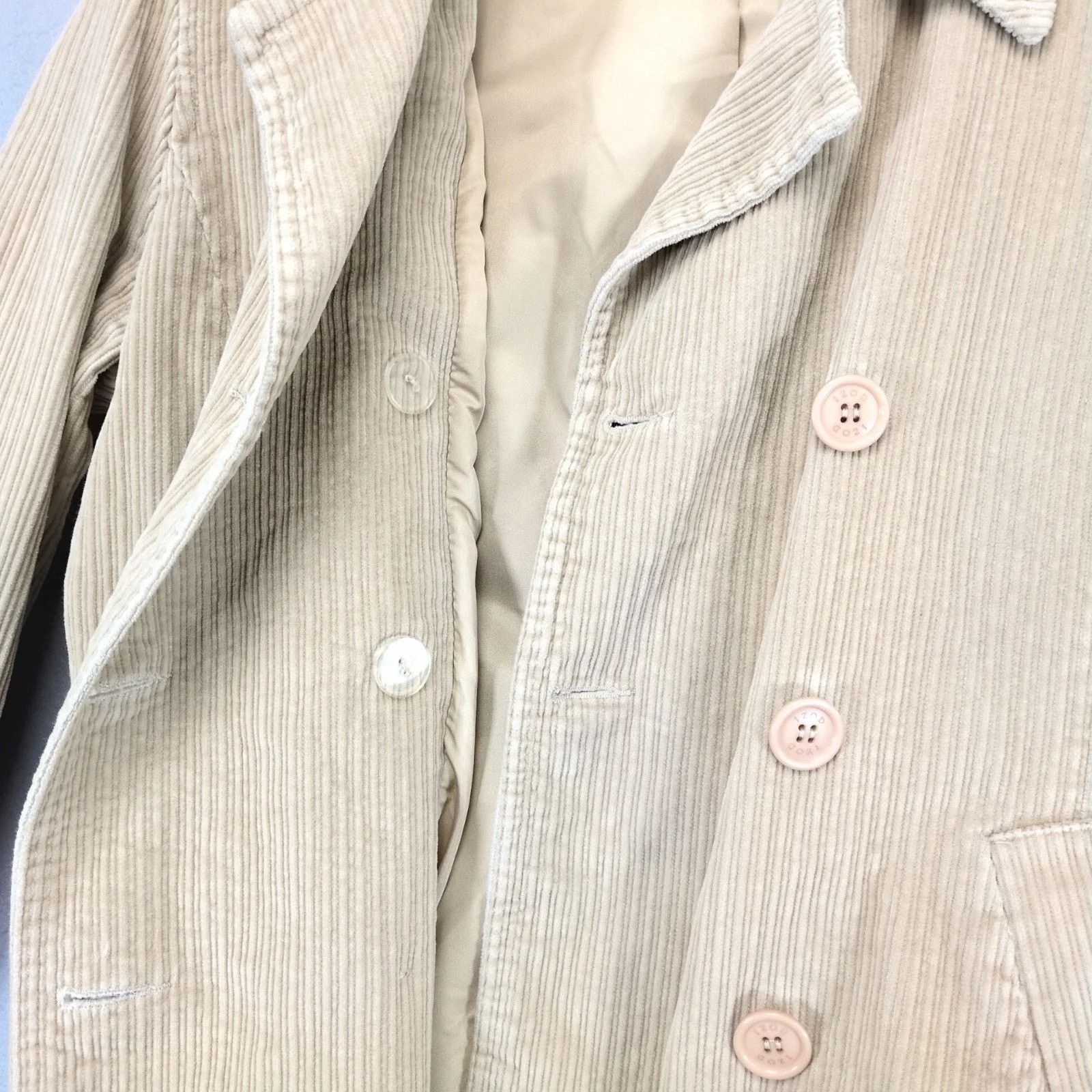 Izod IZOD Beige Corduroy Double Breasted Pea Coat Women's L Size L / US 10 / IT 46 - 10 Thumbnail