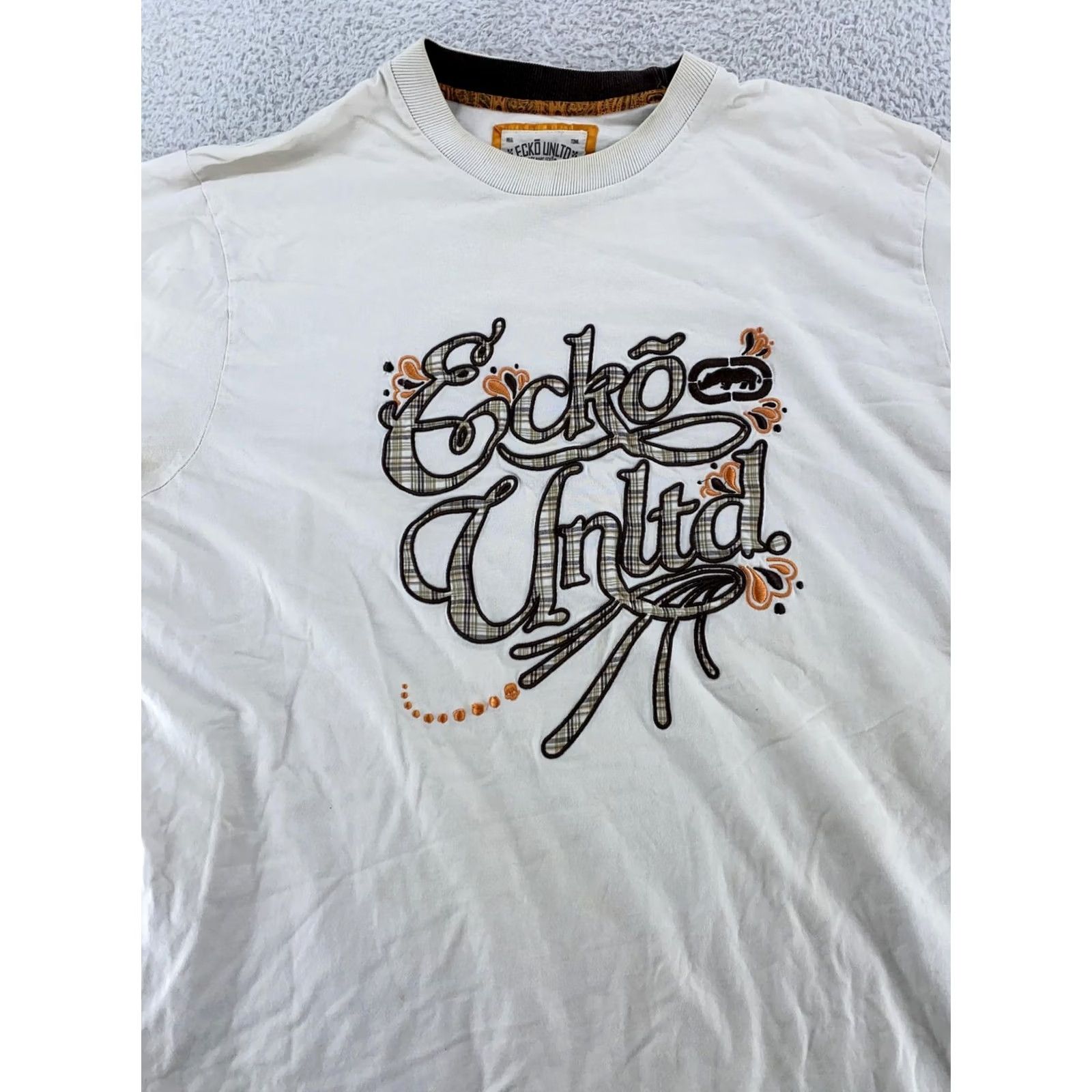 Ecko Unltd. Ecko Unltd T-Shirt Mens XL White Plaid Graphic Streetwear Hip Hop Tee Size US XL / EU 56 / 4 - 2 Thumbnail