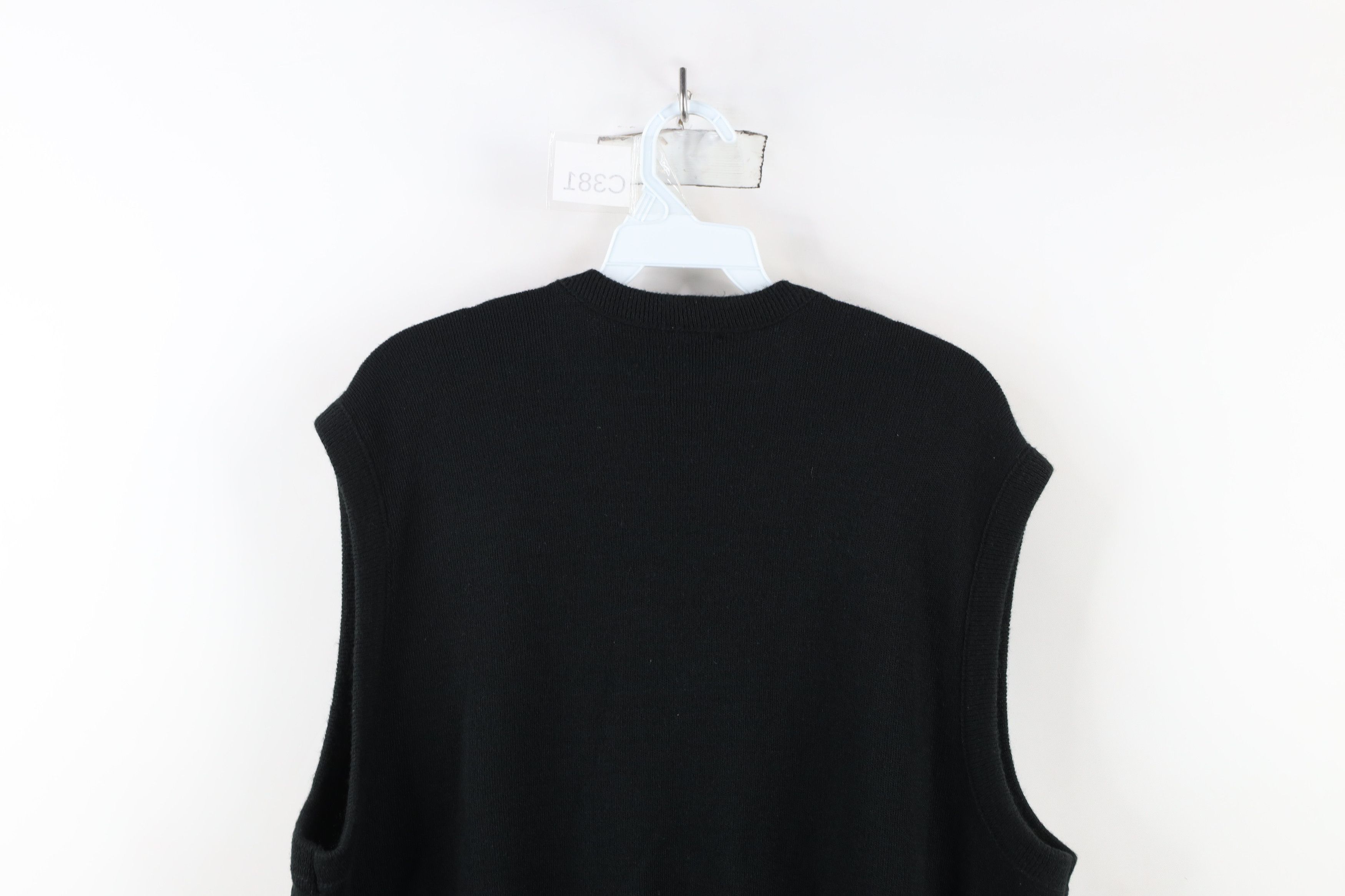 Vintage Vintage 90s Streetwear Knit V-Neck Sweater Vest Black USA Size US XL / EU 56 / 4 - 8 Thumbnail