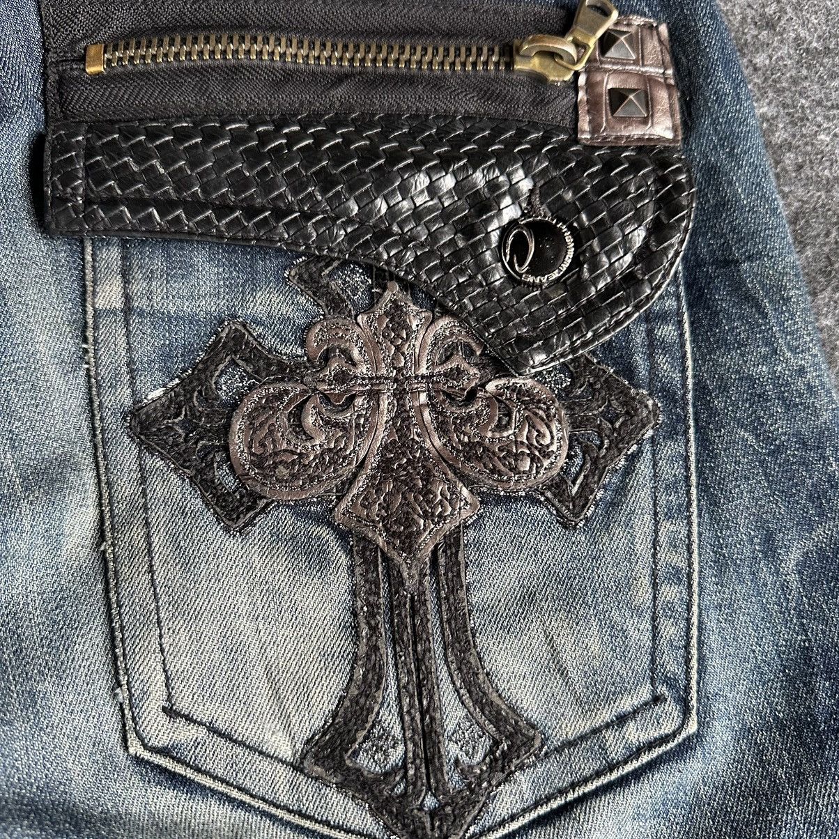 🔥 Cloud72 Big Embroidery Cross Logo Denim Waist 34 D584