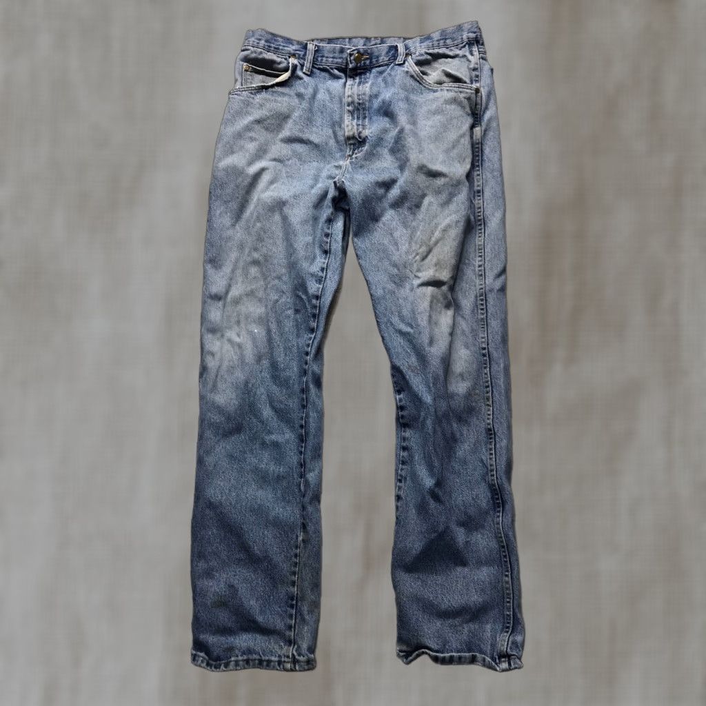 Wrangler Wrangler Regular Fit Jeans Medium Blue Denim Straight 38x34 Mens Size US 38 / EU 54 - 1 Thumbnail