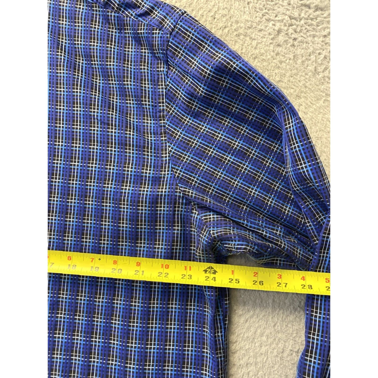 BUGATCHI BUGATCHI Button Shirt Mens XXL Slim Blue Plaid Long Sleeve Cotton Button-Up Collared Shirt Size US XXL / EU 58 / 5 - 5 Thumbnail