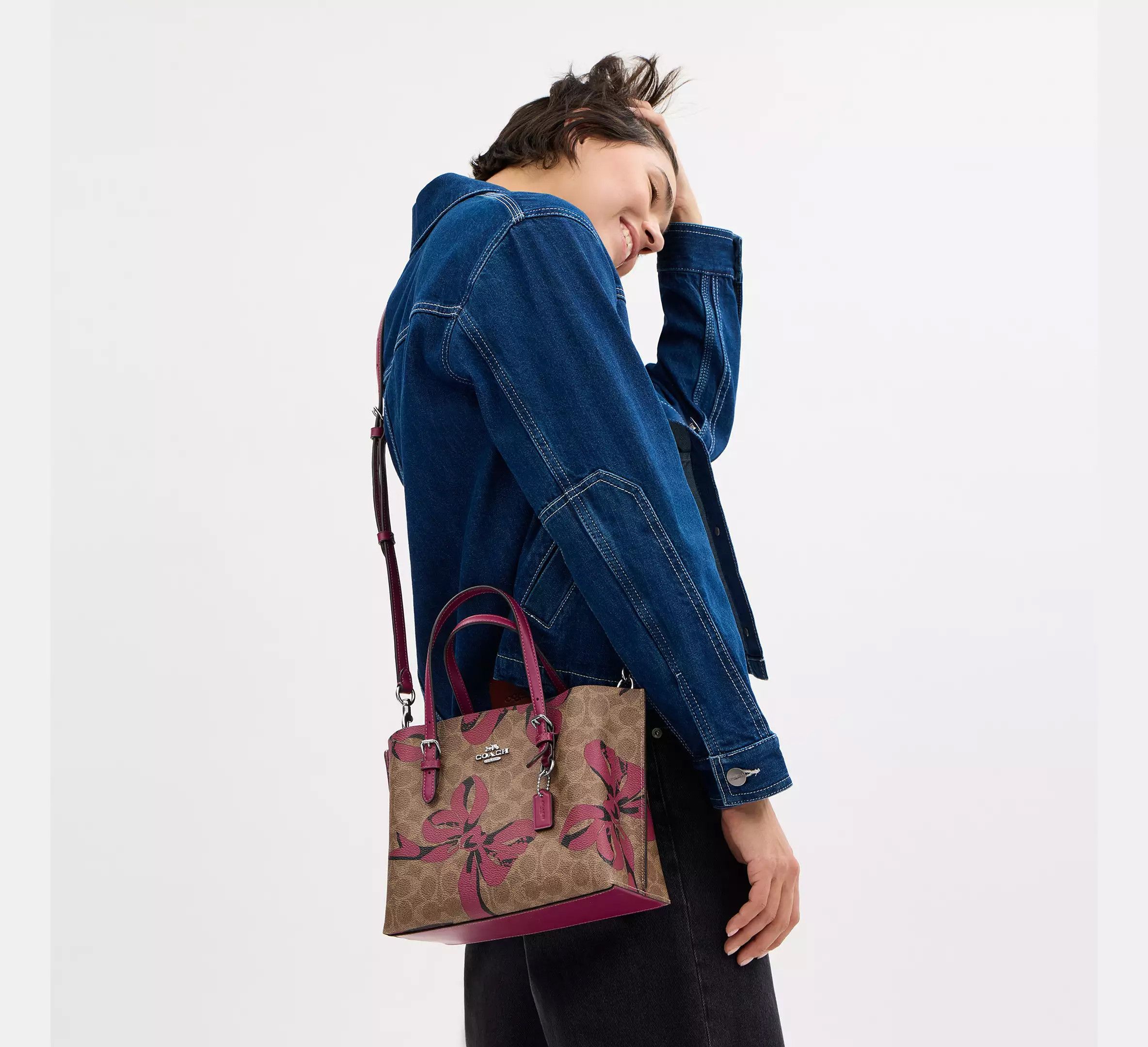 Coach Mollie Tote Bag 25 In Signature Canvas With Bow Print CZ767 Size ONE SIZE - 6 Thumbnail