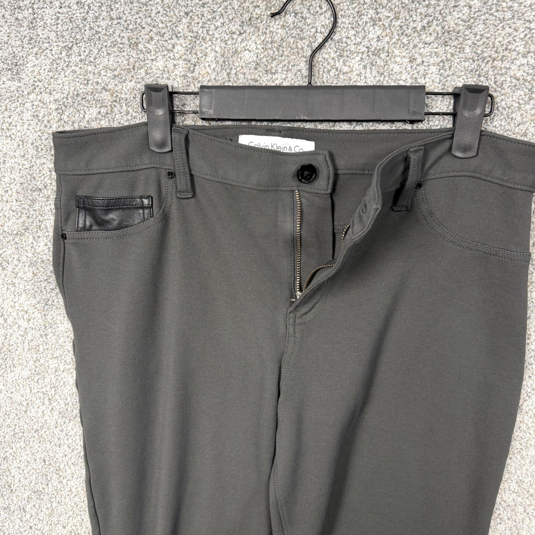 Calvin Klein Calvin Klein & Co Pants Womens 14 Gray Ponte Jegging Skinny Office Chic Slit Front Flat Front Pockets Stretch Size 36" / US 14 / IT 50 - 6 Thumbnail