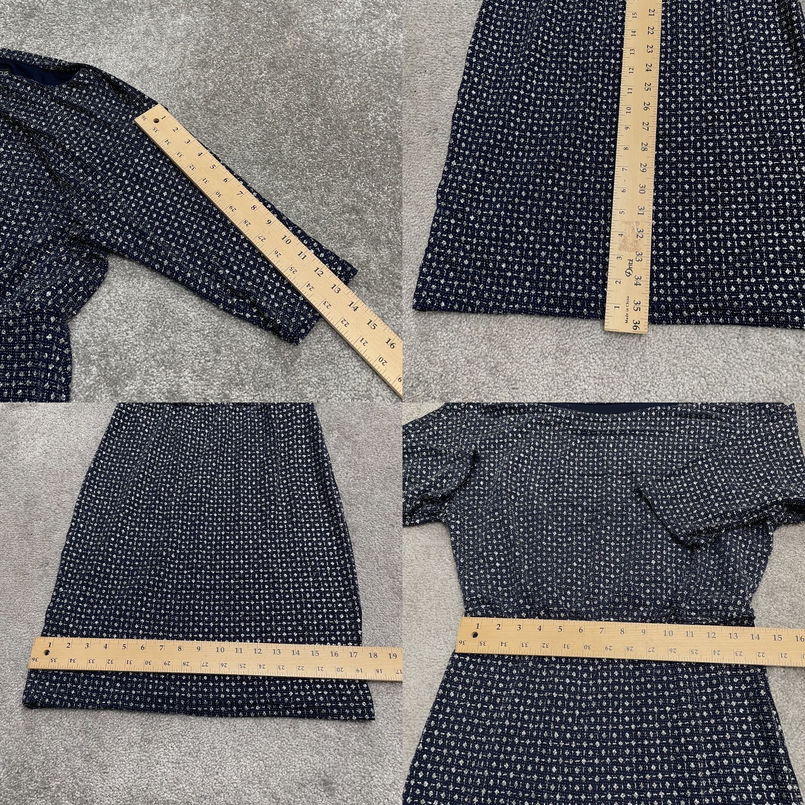 Vintage En Focus Studio Womens Midi Sheath Dress Blue 10 Half Sleeve Glitter Shiny Size L / US 10 / IT 46 - 8 Thumbnail