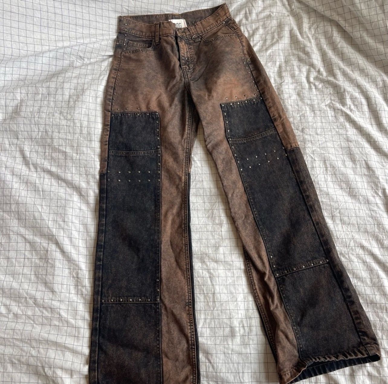 Bdg BDG Urban Outfitters Brown and Black Patchwork cowboy Jeans Size 26" / US 2 / IT 38 - 1 Thumbnail