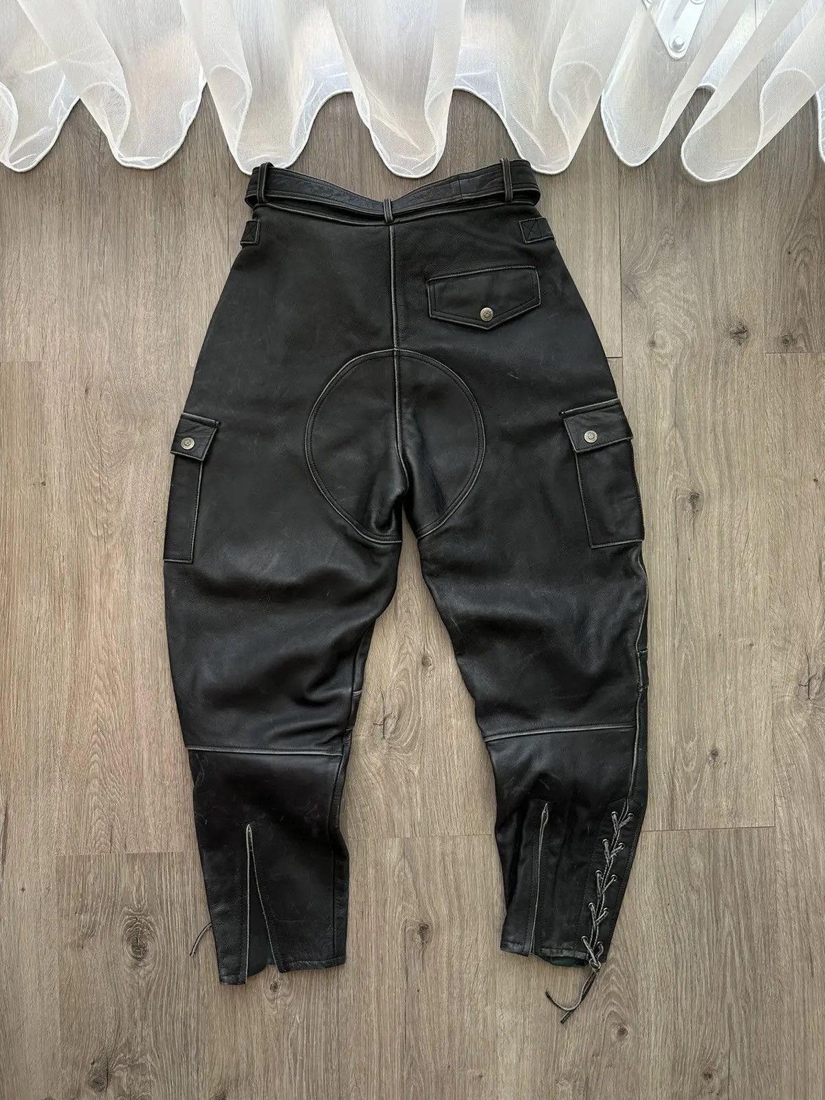Genuine Leather × Vintage Vintage Genuine Leather Chicago Moto Cargo Black Pants Size US 34 / EU 50 - 12 Thumbnail