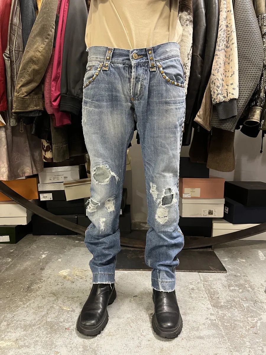 Dolce & Gabbana SS2006 Dolce & Gabbana Studded Blue Denim Jeans Size US 30 / EU 46 - 3 Thumbnail
