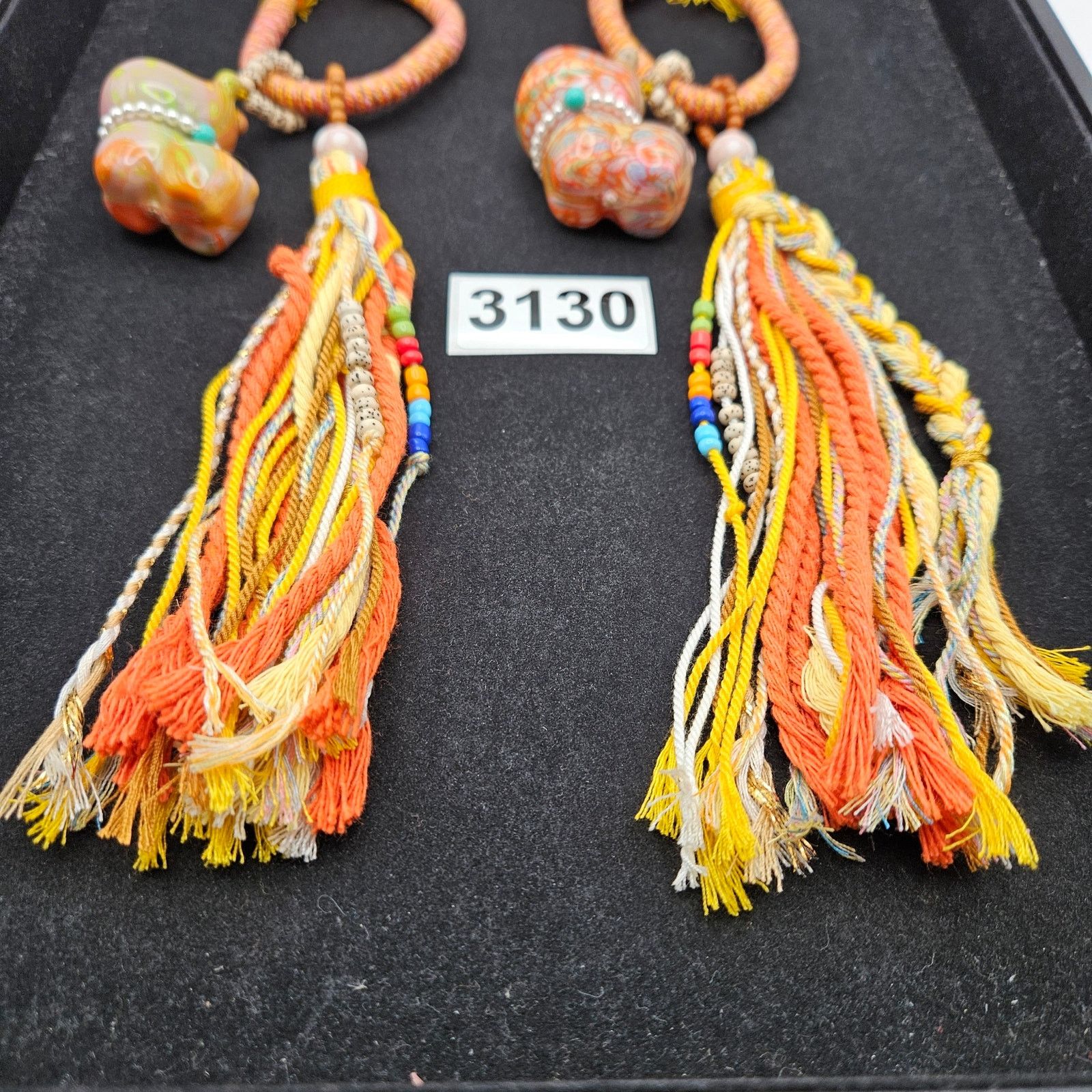Other HANDMADE MARBLED GLASS PUPPIE TASSEL HANGING ORNAMENT BOHO Size ONE SIZE - 3 Thumbnail