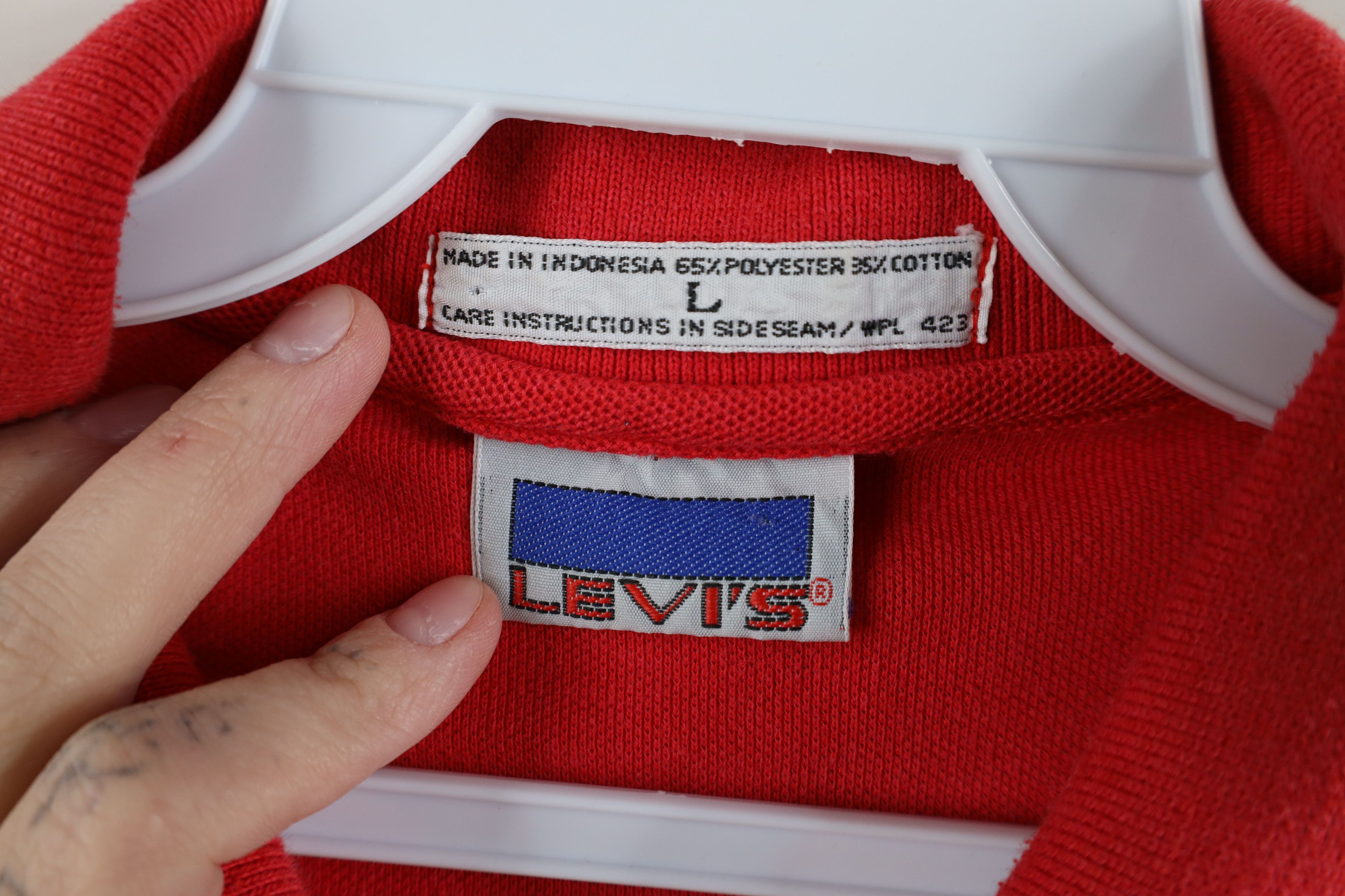 Levi's Vintage 80s Levis Spell Out Short Sleeve Golf Polo Shirt Red Size US L / EU 52-54 / 3 - 7 Thumbnail