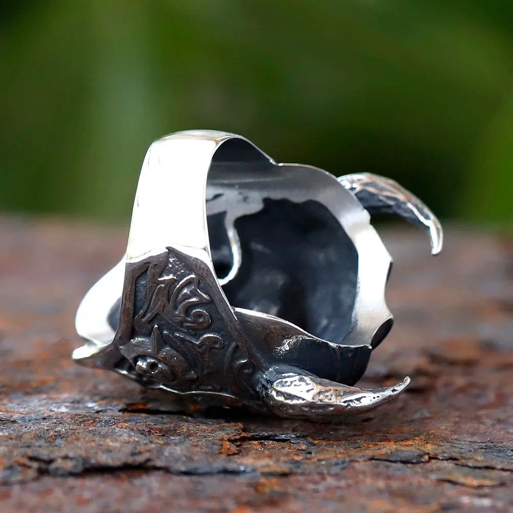 Jewelry Viking Warrior Skull Ring Streetwear Jewelry Fashion Gift Size ONE SIZE - 5 Thumbnail