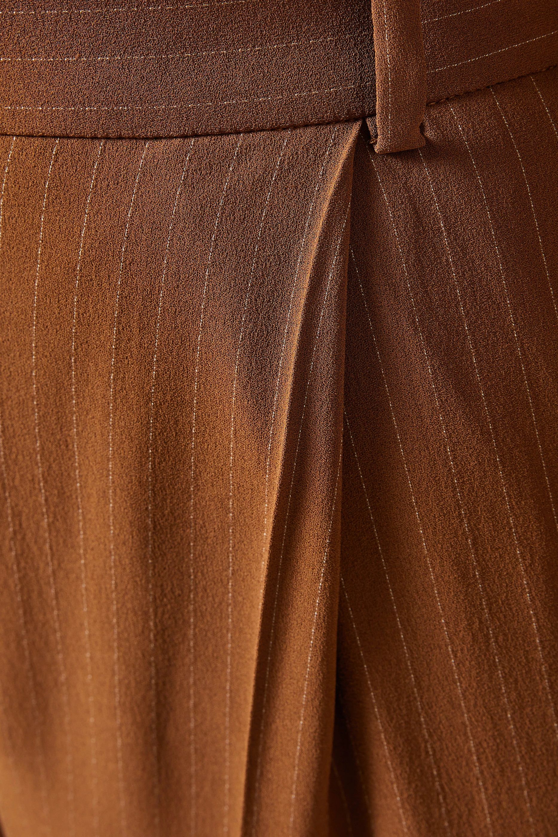 Loro Piana o1srvl11e0824 Jail Chalk Stripes Silk Trouser in Brown Size 27" / US 4 / IT 40 - 5 Thumbnail