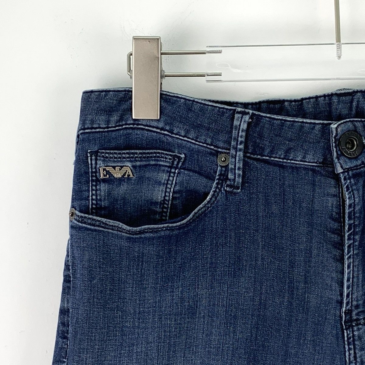 Armani Armani Dark Blue Washed Cotton Denim Pants K26WX Size 29" - 3 Thumbnail
