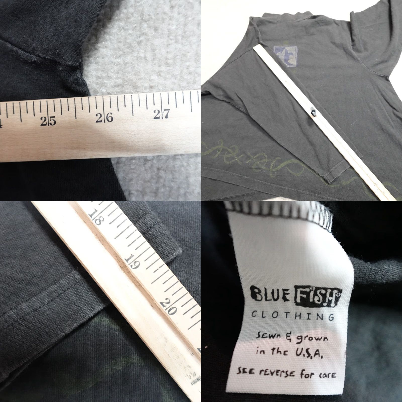 Vintage VINTAGE Blue Fish Shirt Womens 16 Black Mock Neck Pullover 100% Cotton Casual Sleeve T-Shirt Fall Spring Summer Womens Size XXL / US 16-18 / IT 52-54 - 8 Thumbnail