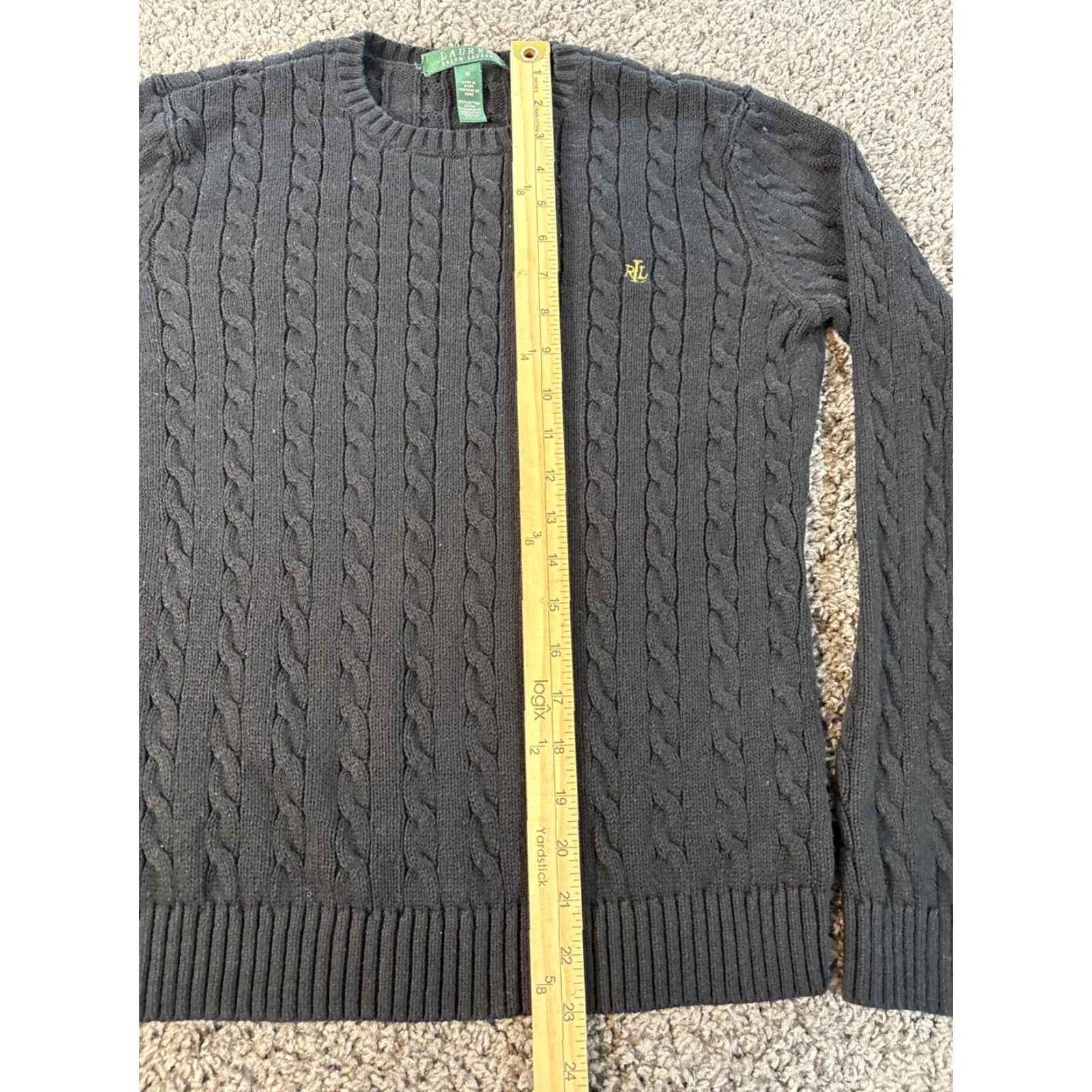 Ralph Lauren VINTAGE Lauren Ralph Lauren Sweater Cable Knit Crew Neck Long Sleeve Black M Women Pullover All Seasons Size M / US 6-8 / IT 42-44 - 2 Thumbnail