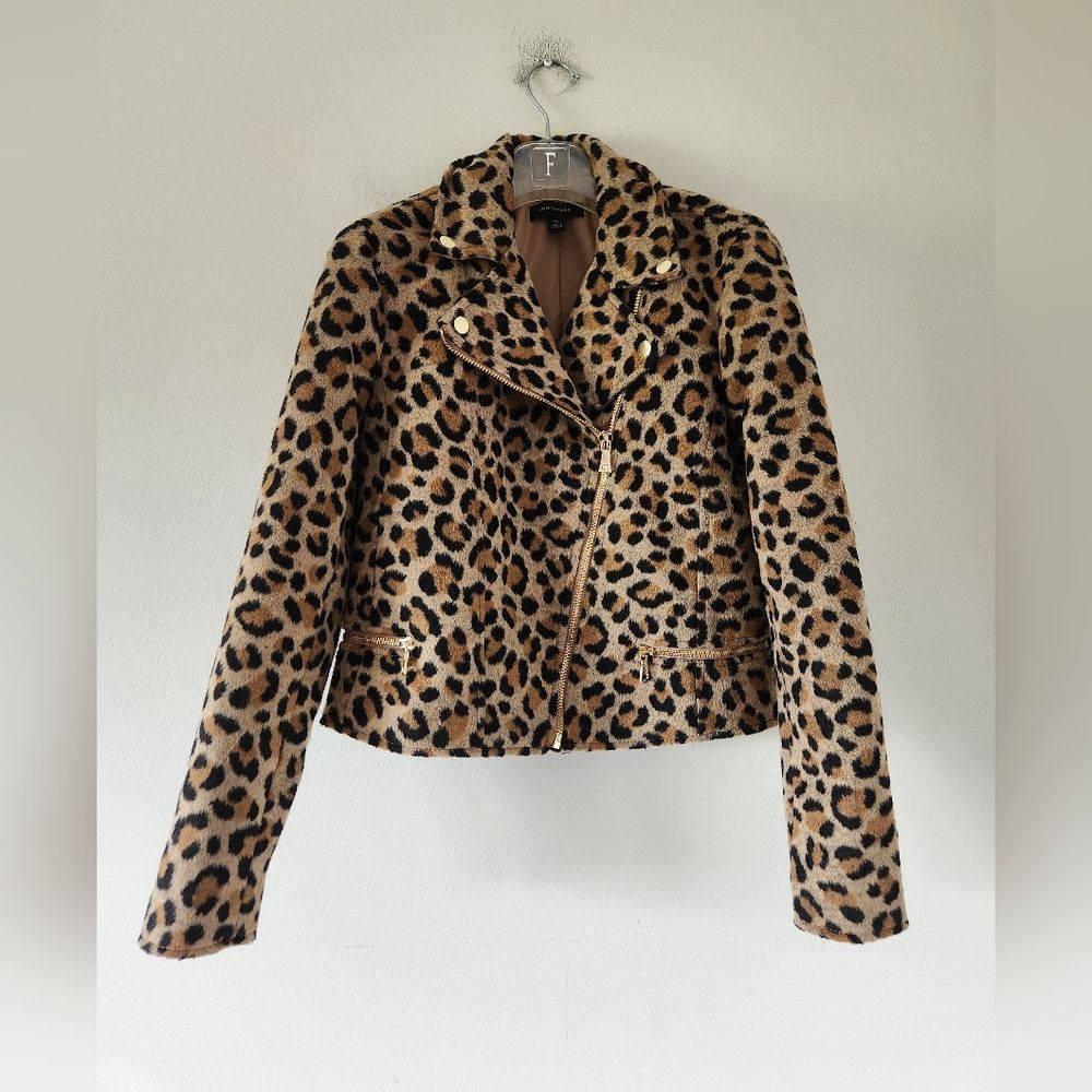 Ann Taylor ANN TAYLOR | Animal Print Moto Jacket Wool Sz XS Size XS / US 0-2 / IT 36-38 - 3 Thumbnail