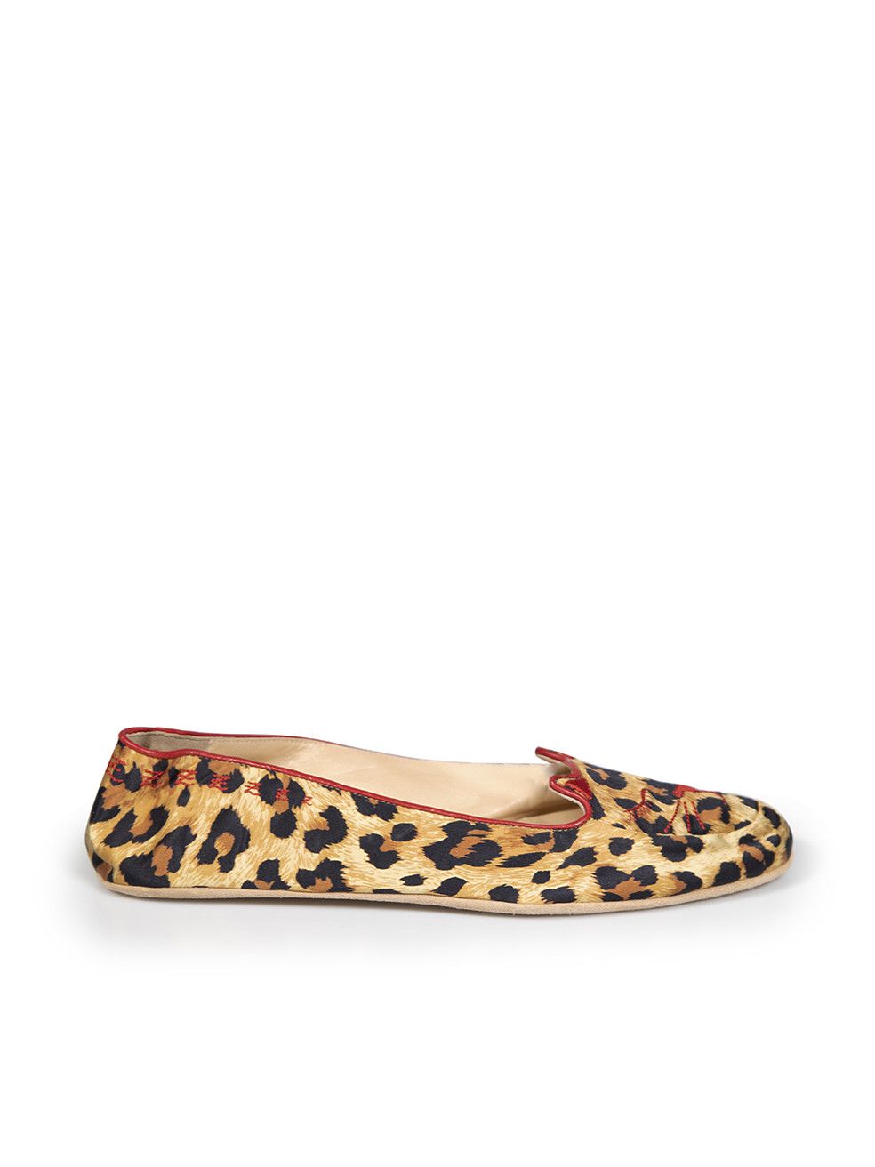 image of Charlotte Olympia Brown Leopard Print Kitty Flats, Women's (Size 9)